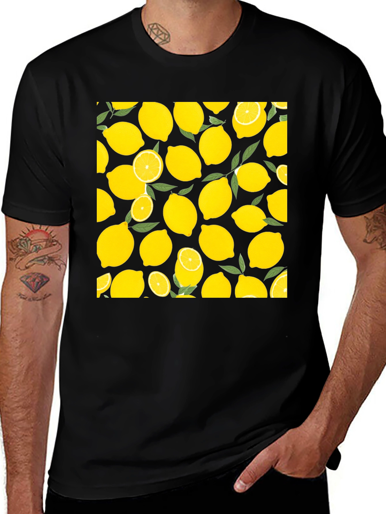 Variant 9 of Lemon Print Black T-Shirt