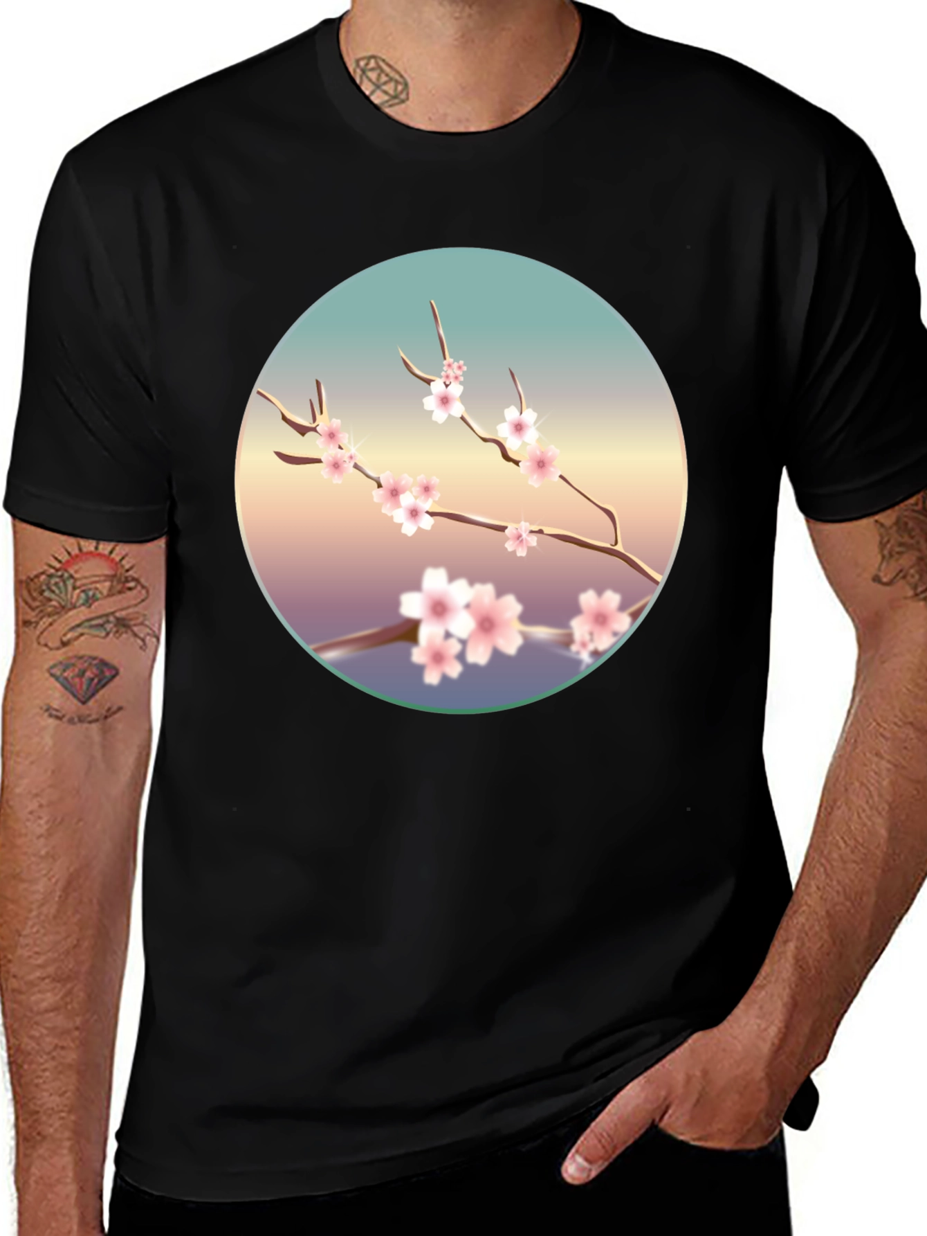 Variant 4 of Cherry Blossom Circle Graphic Tee