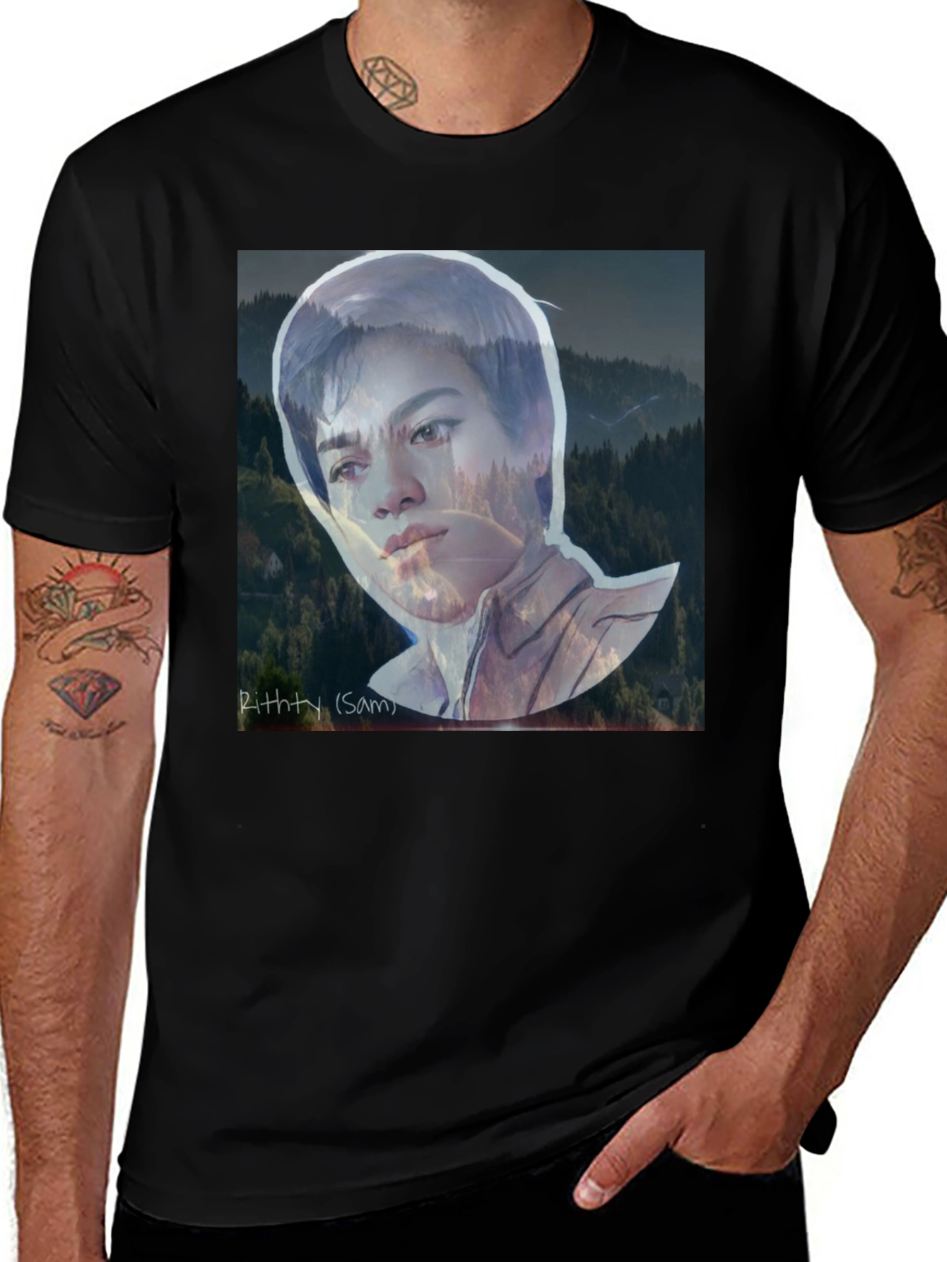 Variant 9 of Unique Portrait Black T-Shirt