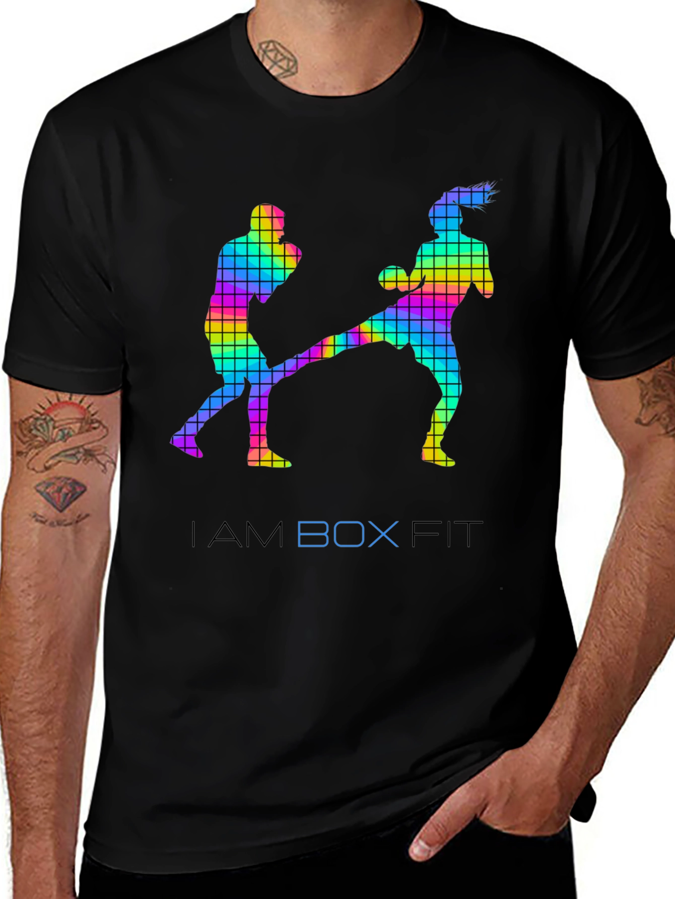 Variant 18 of Box Fit Graphic Tee - Rainbow Fight Club Shirt