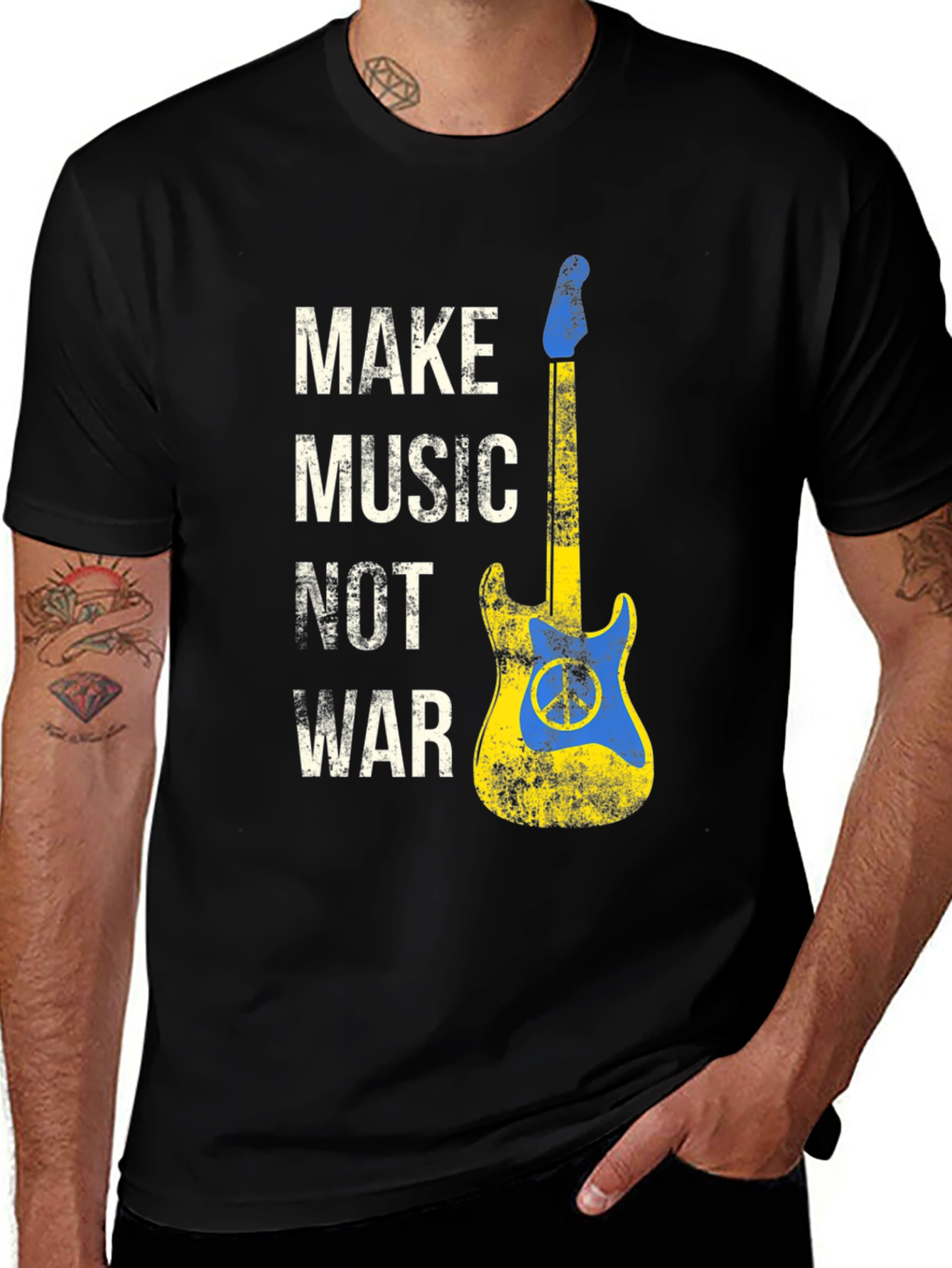 Variant 14 of Make Music Not War T-Shirt - Peace Guitar Tee