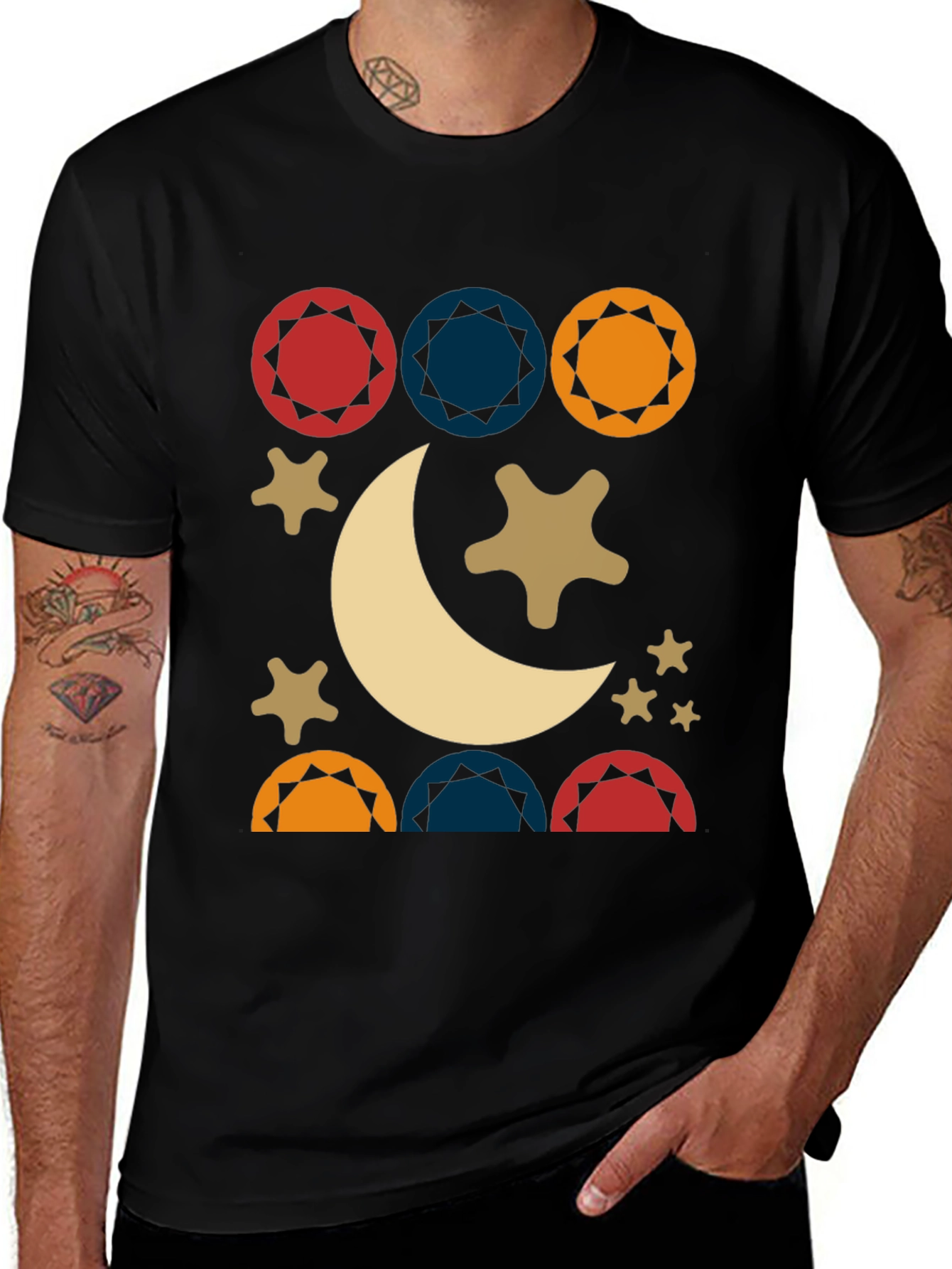 Variant 8 of Moon & Stars Graphic Tee - Stylish Unisex Black T-Shirt
