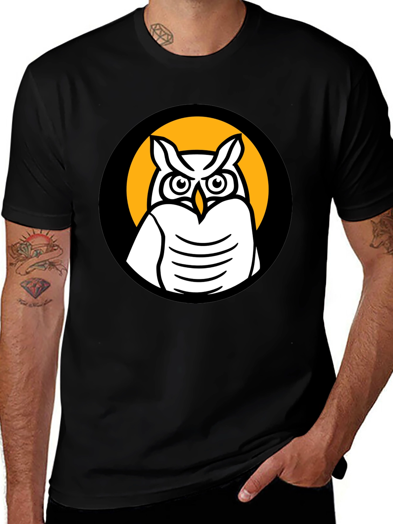Variant 2 of Owl Graphic Black T-Shirt - Menswear