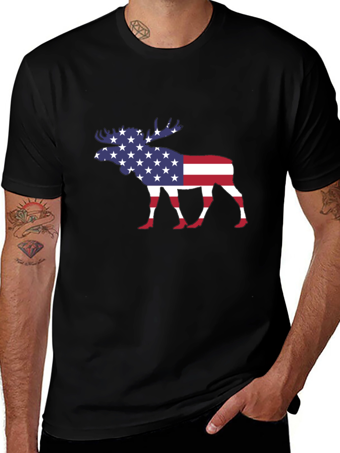 Variant 12 of American Flag Moose Graphic T-Shirt