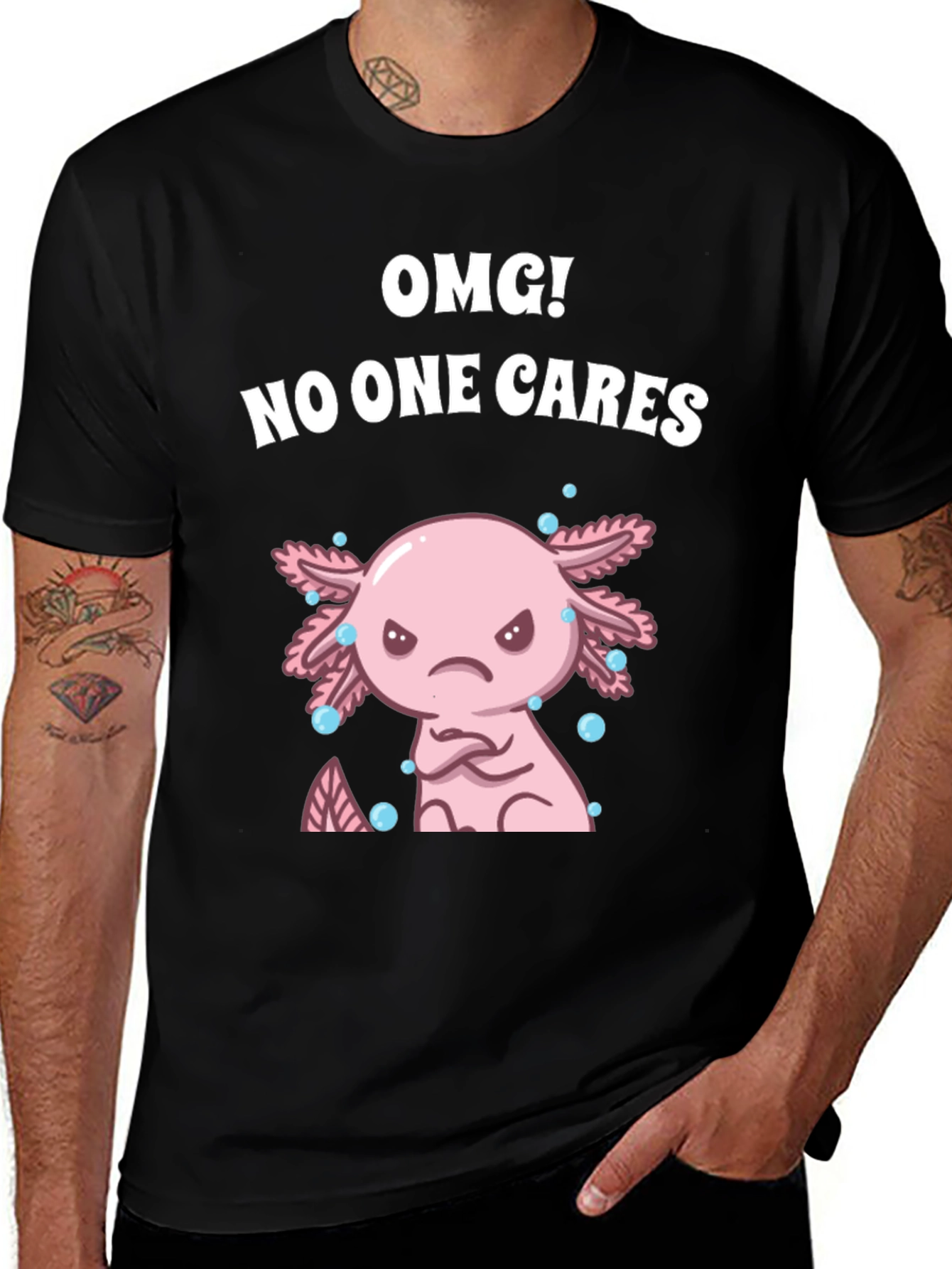 Variant 28 of OMG! No One Cares Axolotl Graphic Tee