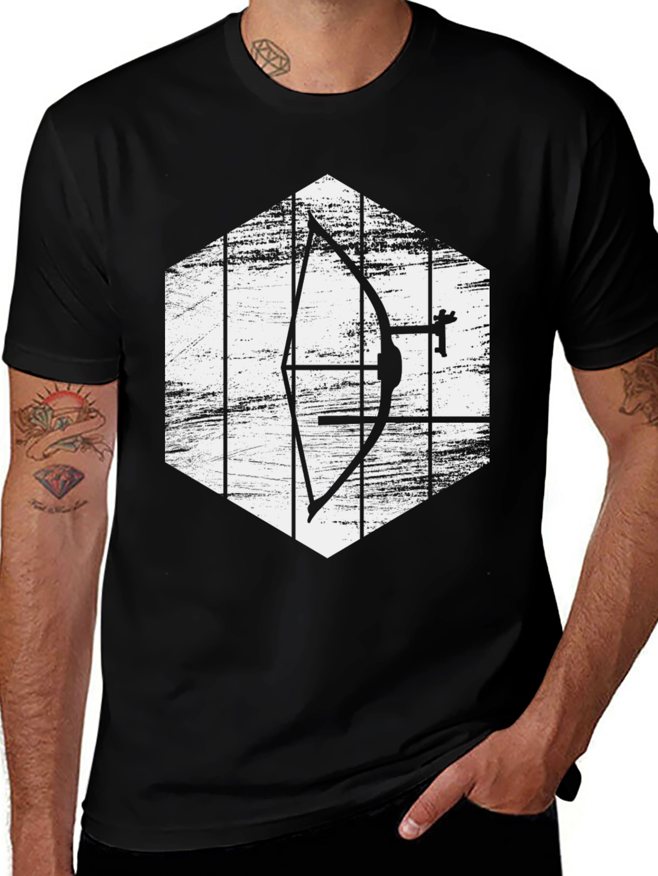 Archery Bow T-Shirt - Unique Hexagon Design