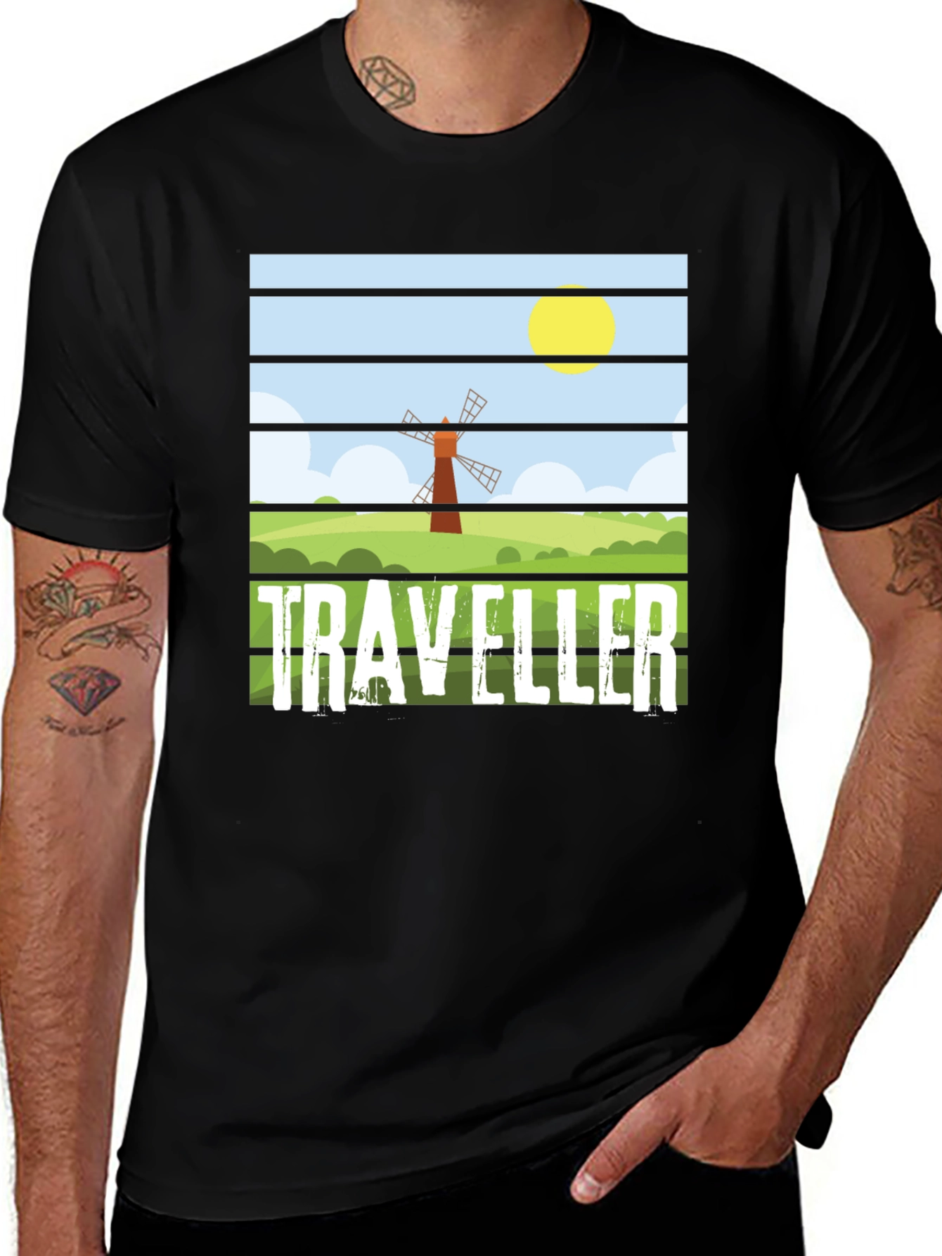Variant 5 of Traveller T-Shirt - Windmill Graphic Tee