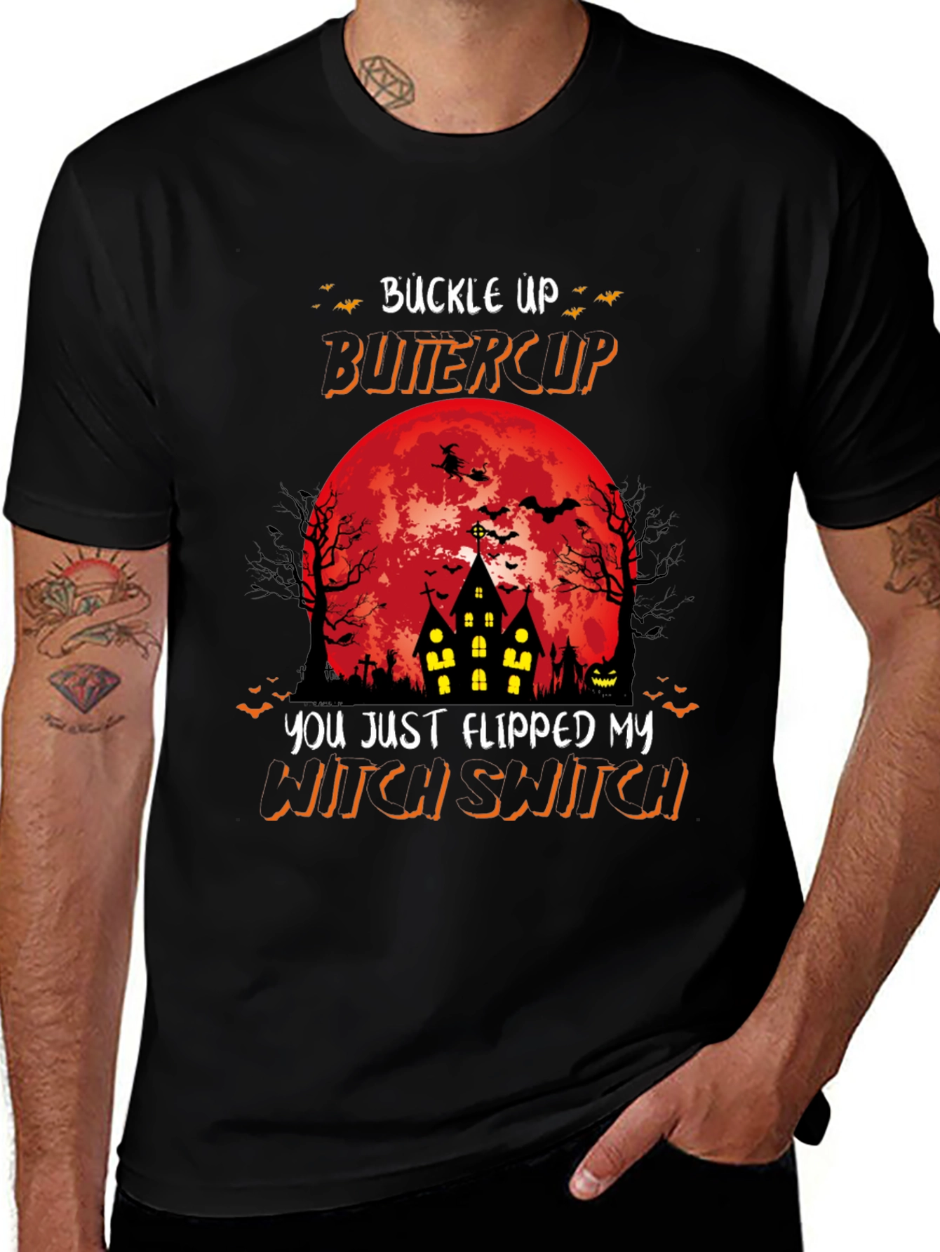 Buckle Up Buttercup Witch Switch Halloween T-Shirt