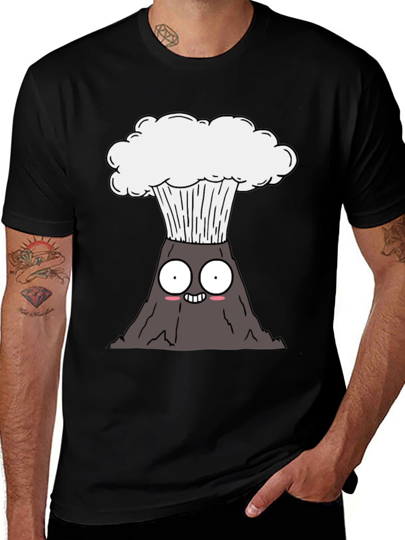 Variant 18 of Kawaii Volcano Explosion T-Shirt - Black