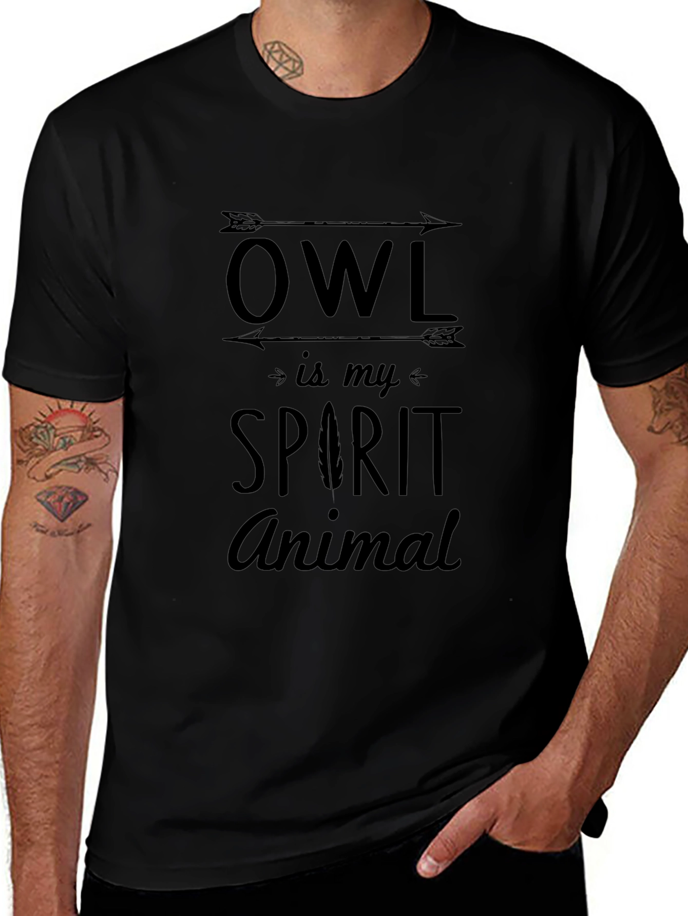 Variant 23 of Owl is My Spirit Animal Graphic Tee - Black