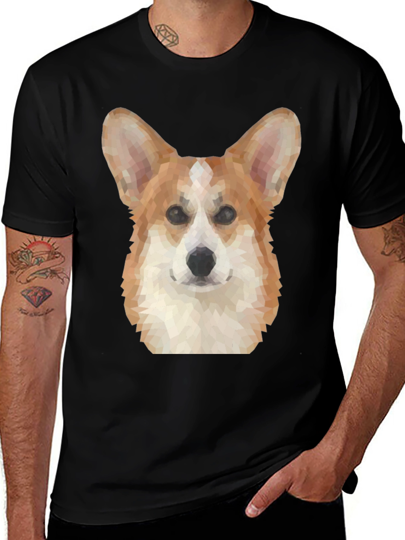 Variant 19 of Corgi Polygon T-Shirt - Black Graphic Tee