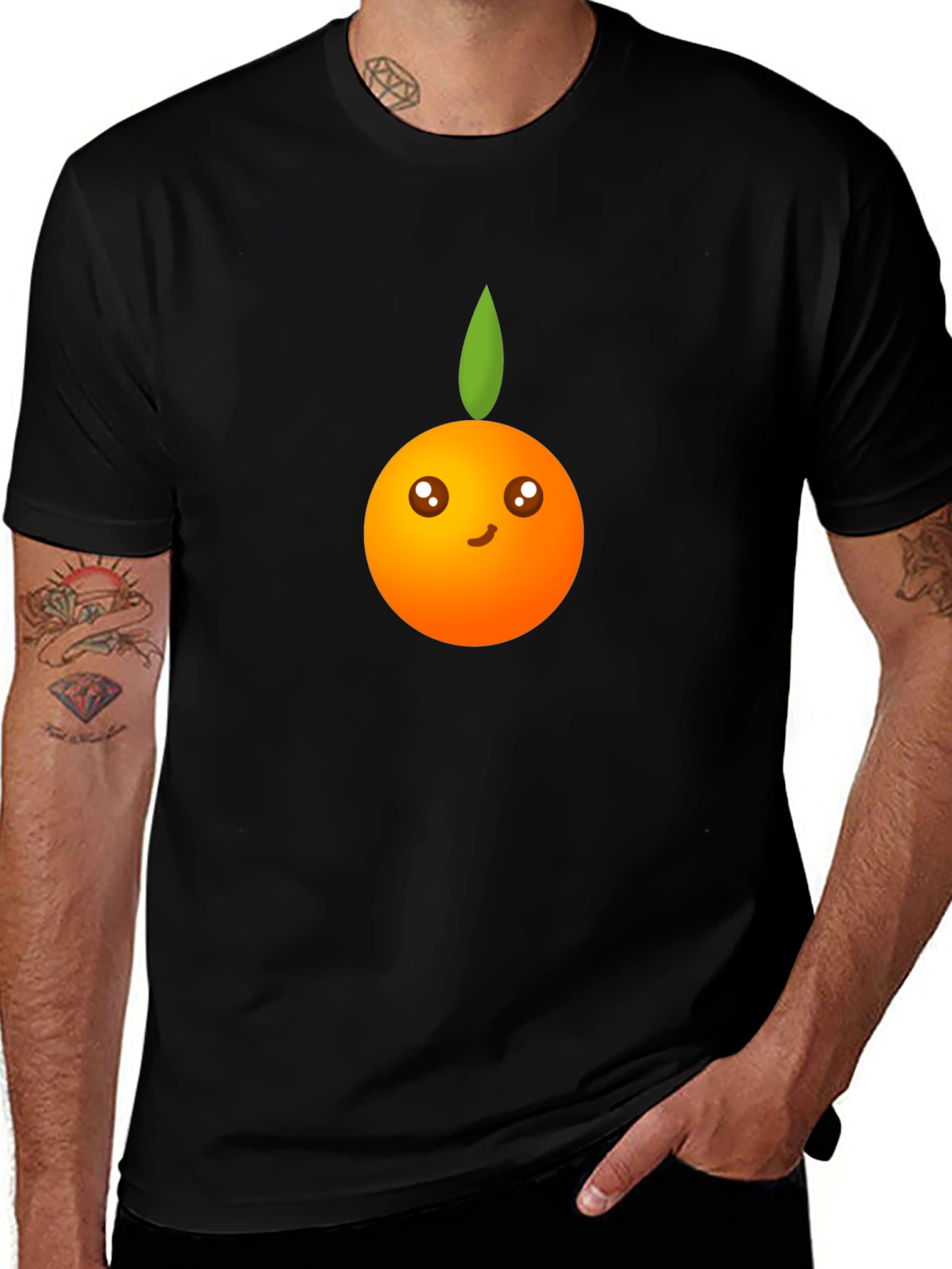 Variant 9 of Cute Orange Graphic Tee - Black Unisex Shirt