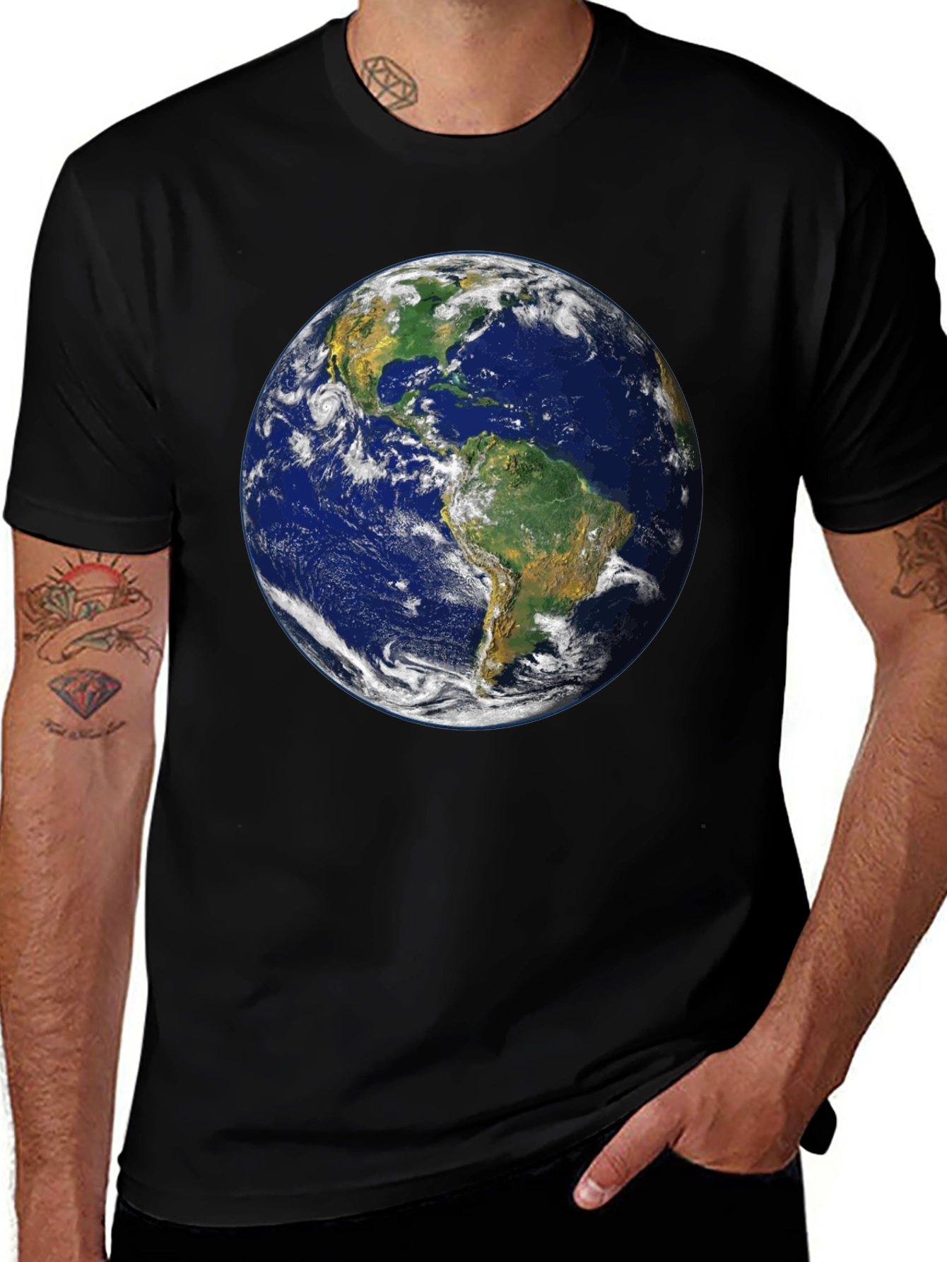 Earth Graphic Print Black T-Shirt
