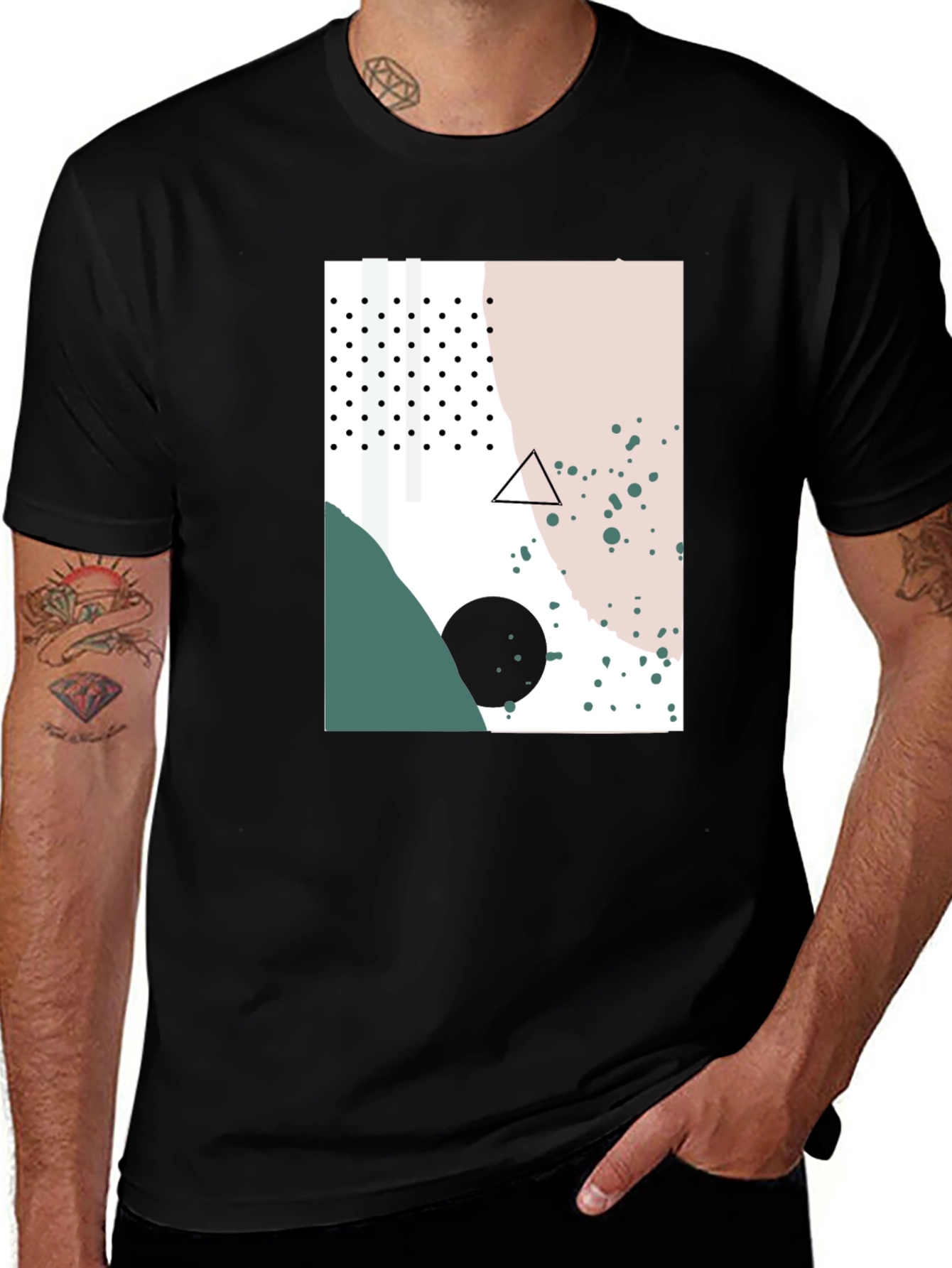 Variant 27 of Abstract Graphic Print Black T-Shirt
