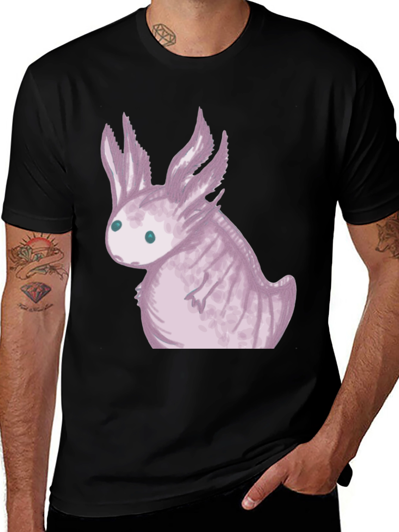 Variant 11 of Axolotl Cartoon Black T-Shirt