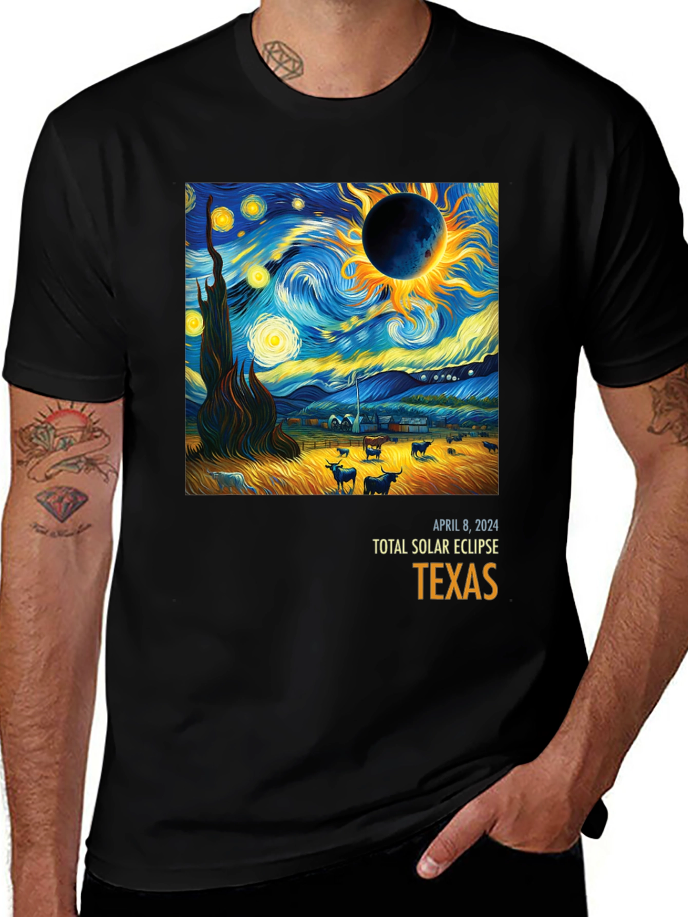 Starry Solar Eclipse Texas T-Shirt