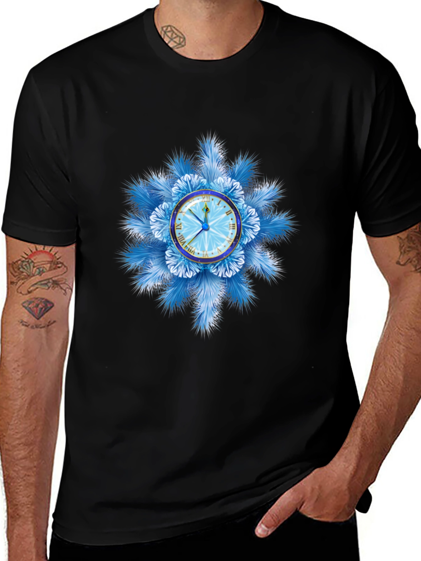 Variant 10 of Feather Clockwork T-Shirt - Stylish Timepiece Design