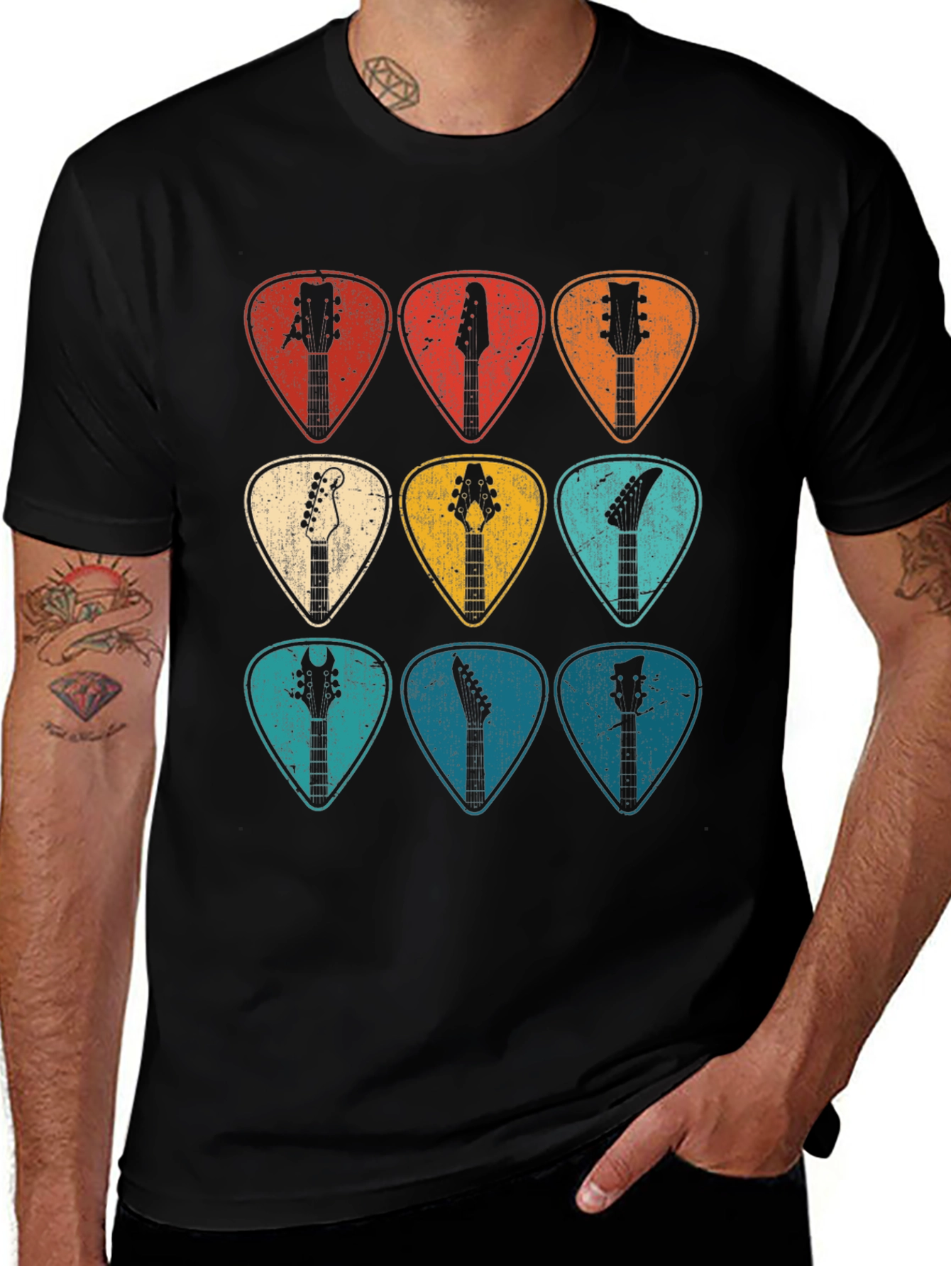 Variant 10 of Guitar Pick Headstock T-Shirt - Musician Tee