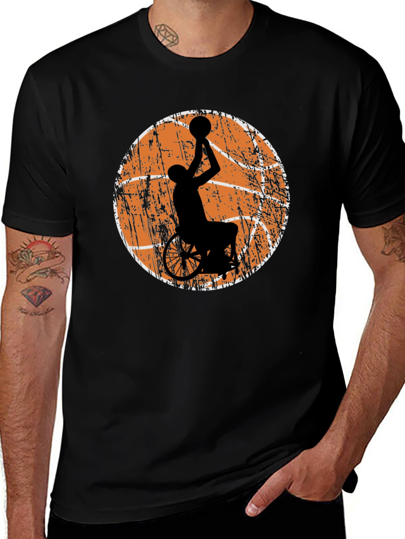 Variant 13 of Wheelchair Basketball Graphic Tee - Black