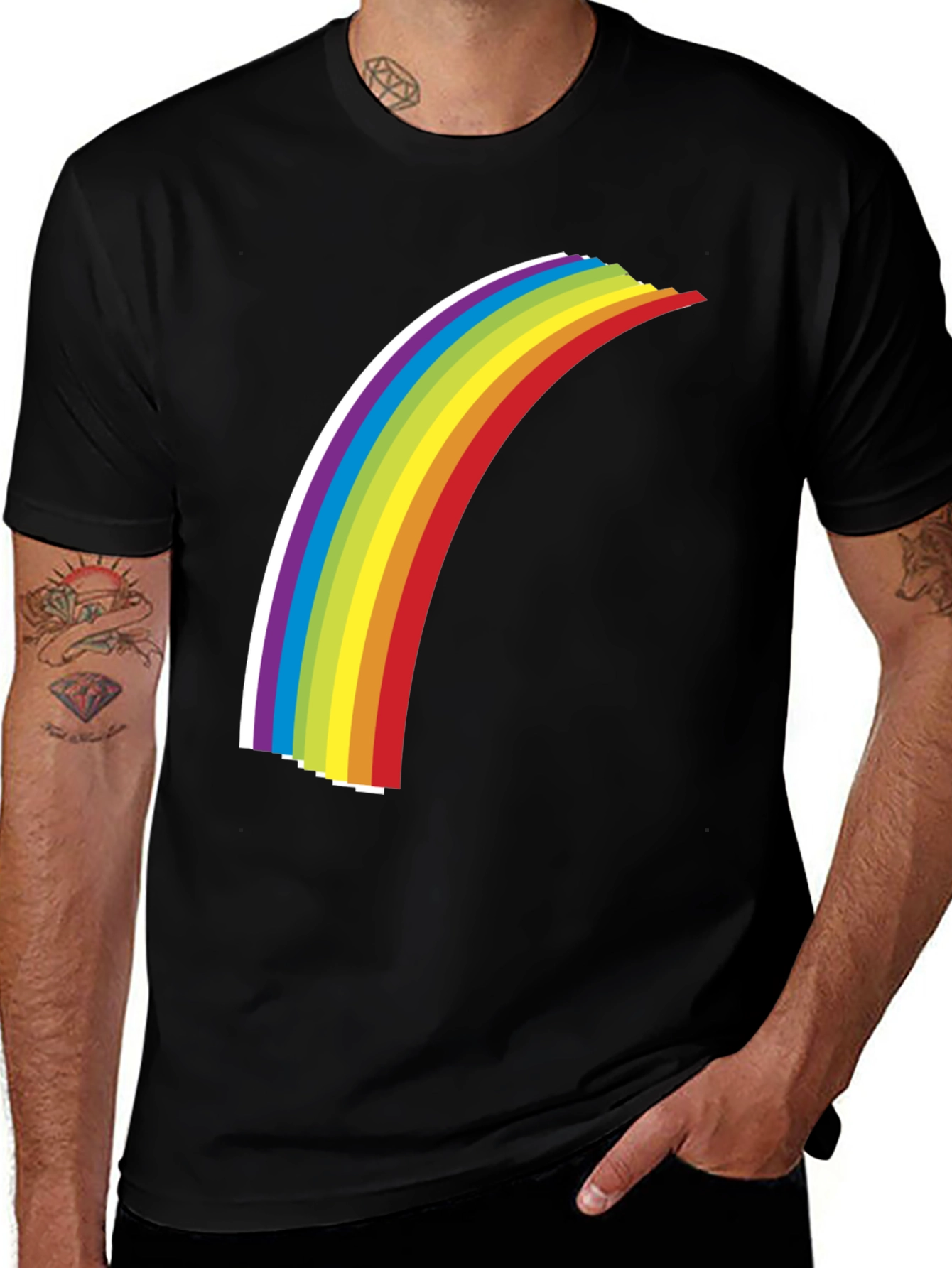 Variant 9 of Rainbow Graphic Black T-Shirt