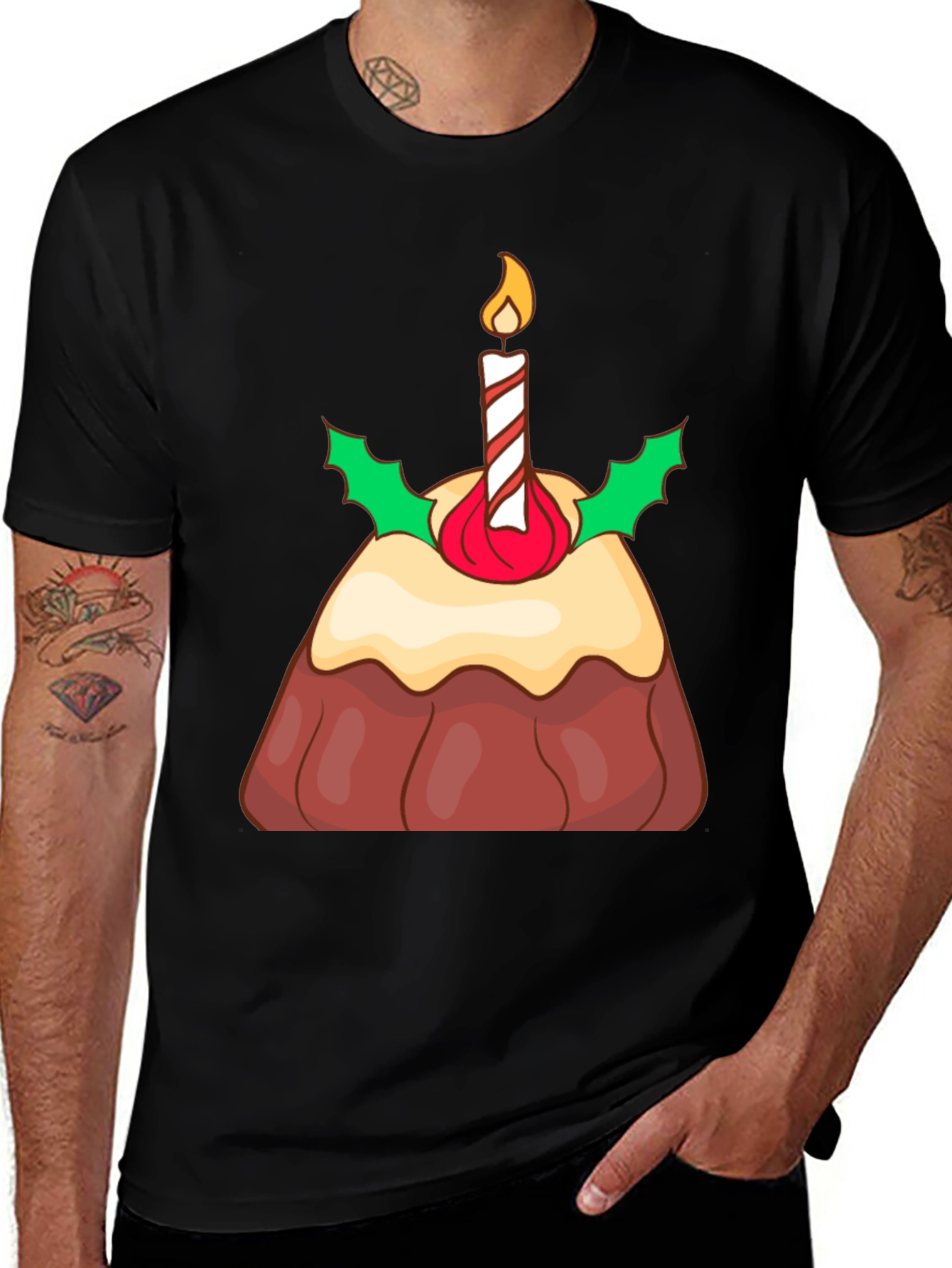 Festive Christmas Pudding Graphic T-Shirt