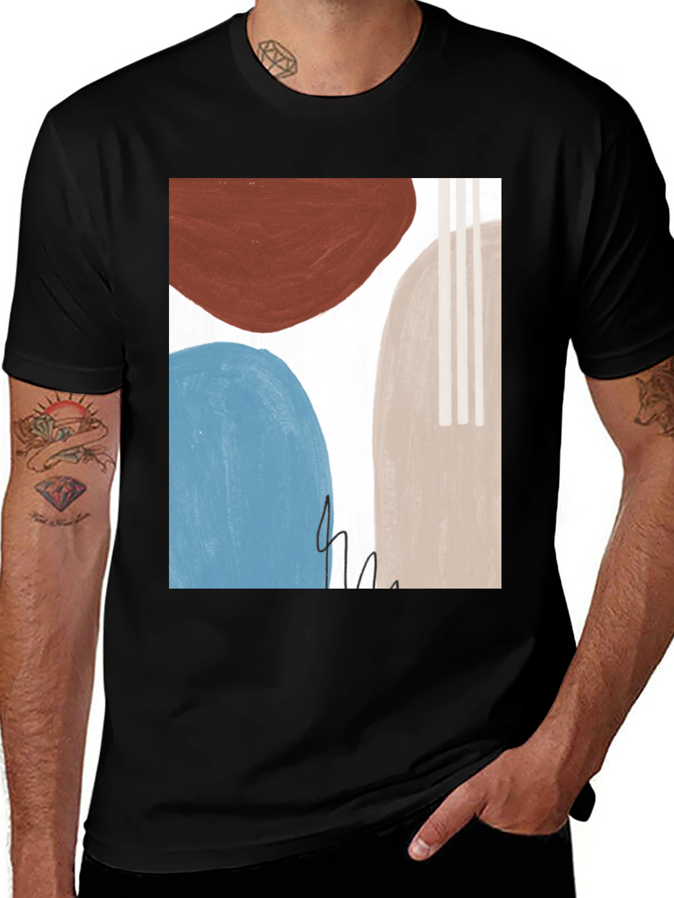 Variant 7 of Modern Abstract Art Tee - Black Cotton