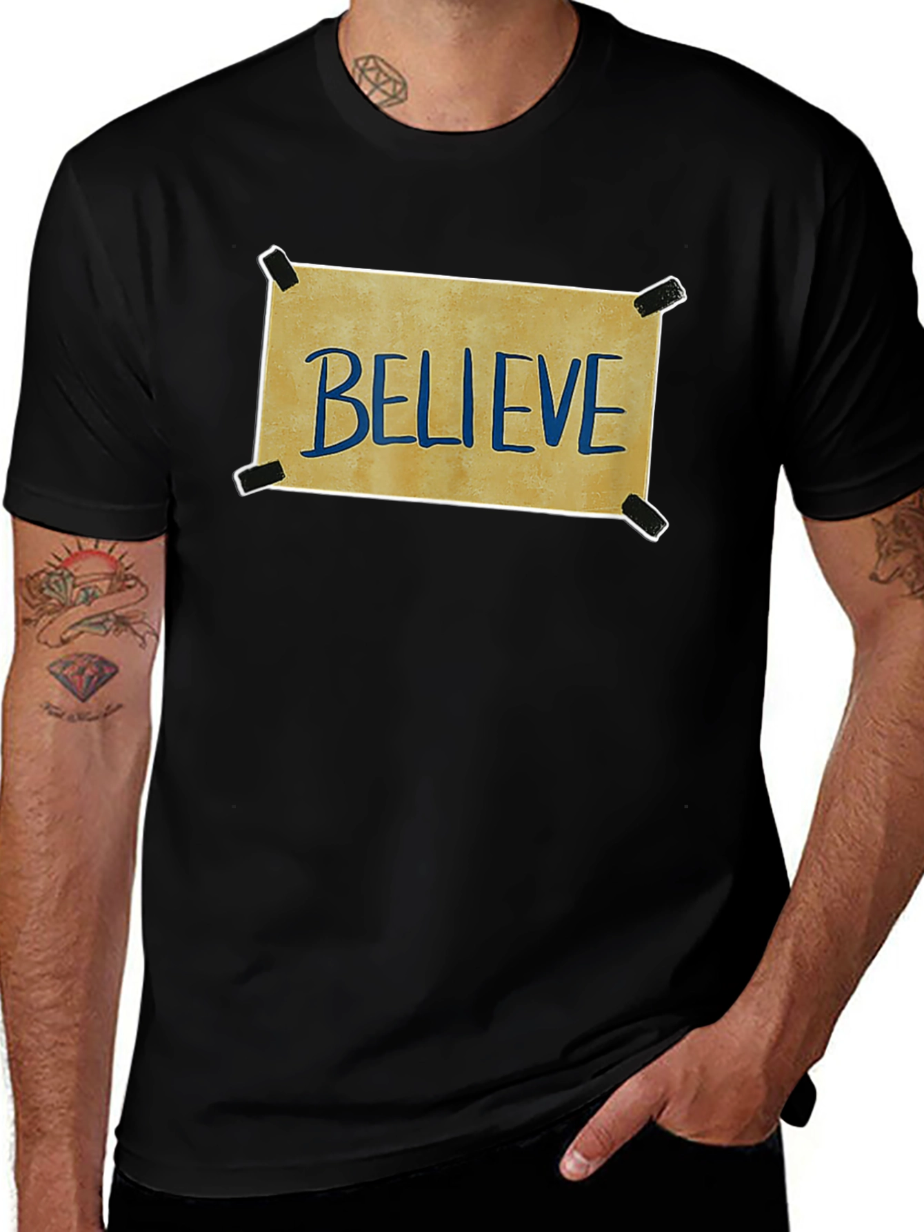 Variant 30 of Believe T-Shirt - Positive Message Black Tee