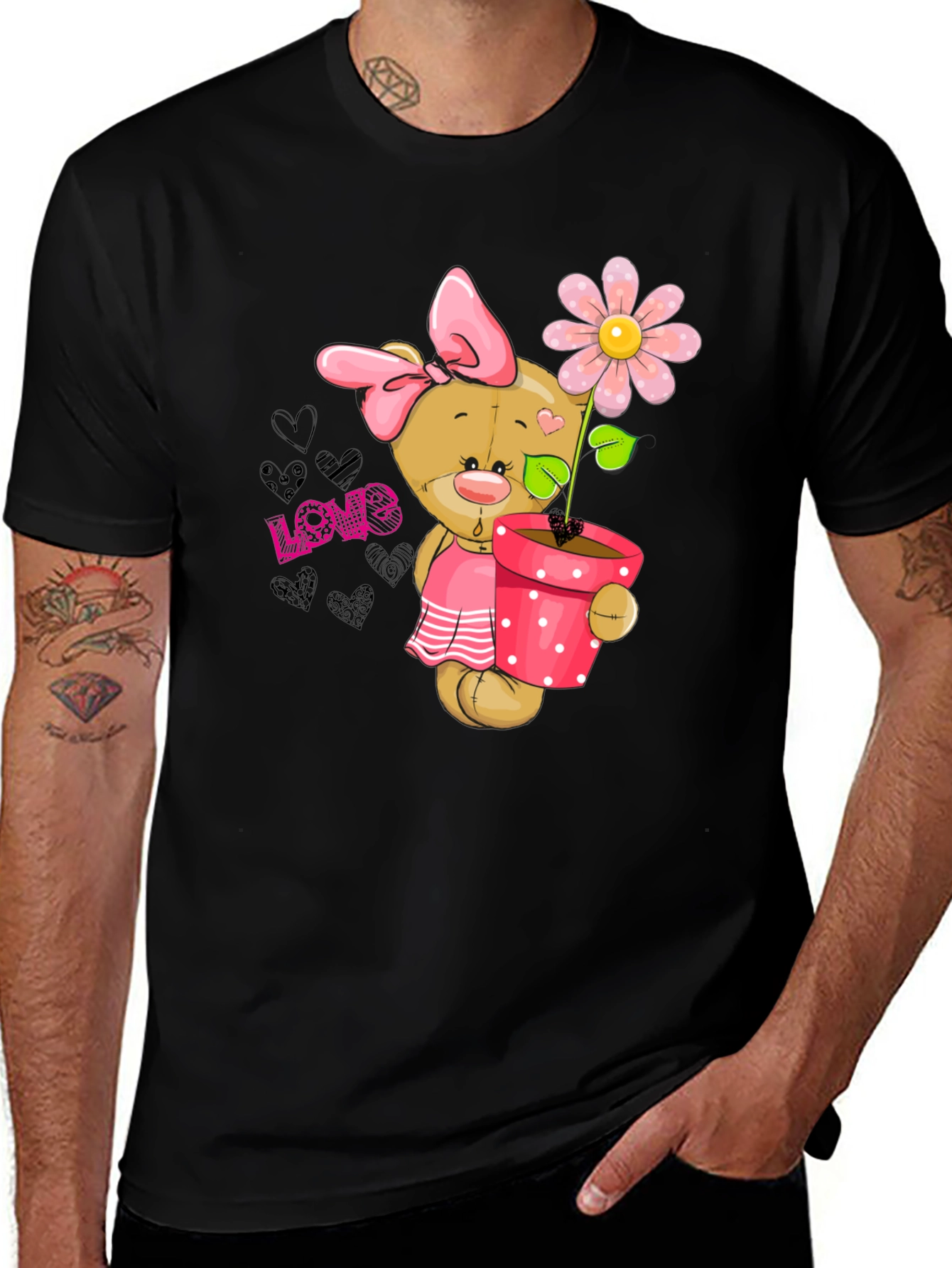 Variant 21 of Cute Bear with Flower Pot Graphic Tee