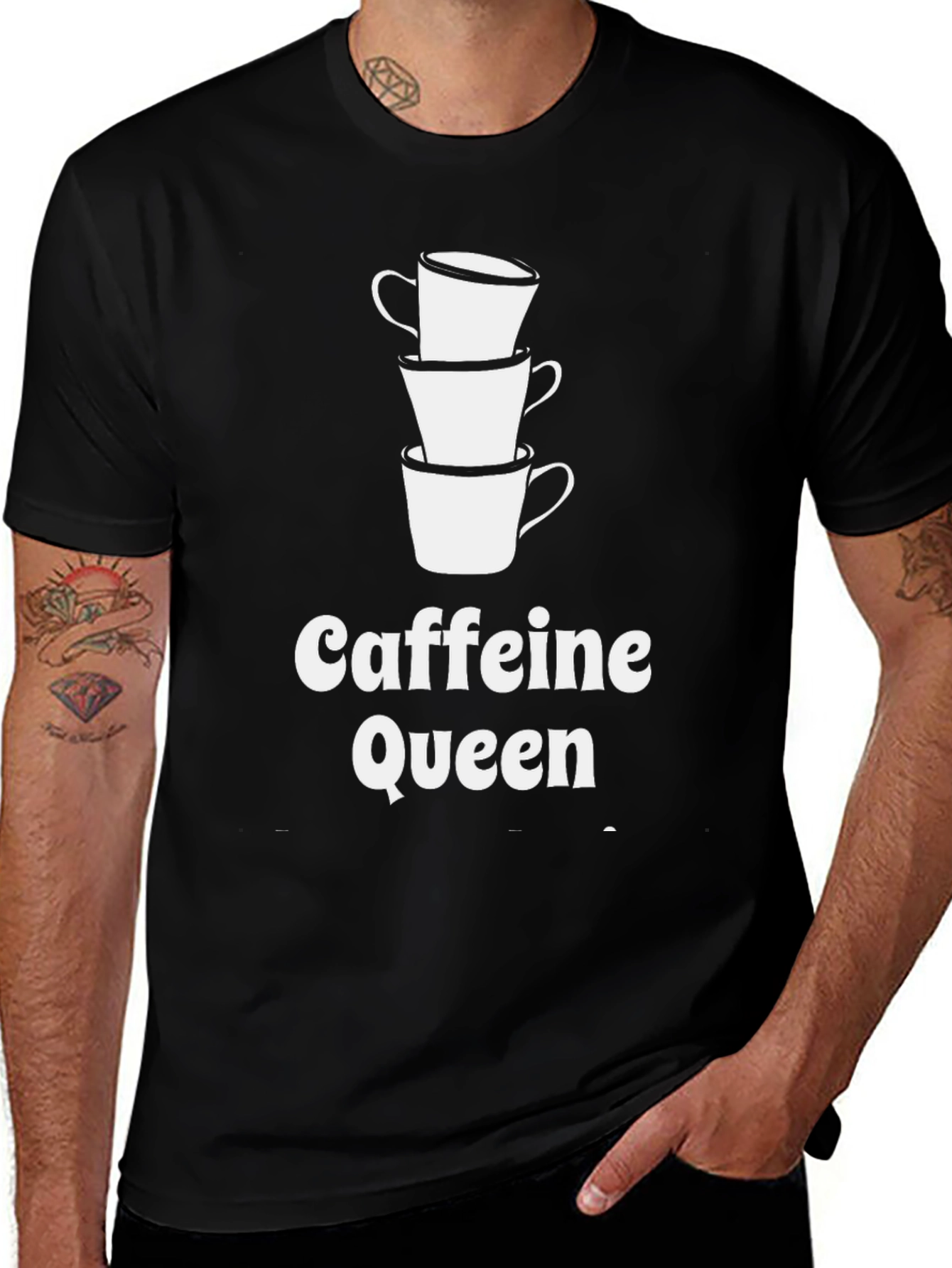 Variant 30 of Caffeine Queen Graphic Tee - Stacked Coffee Cups