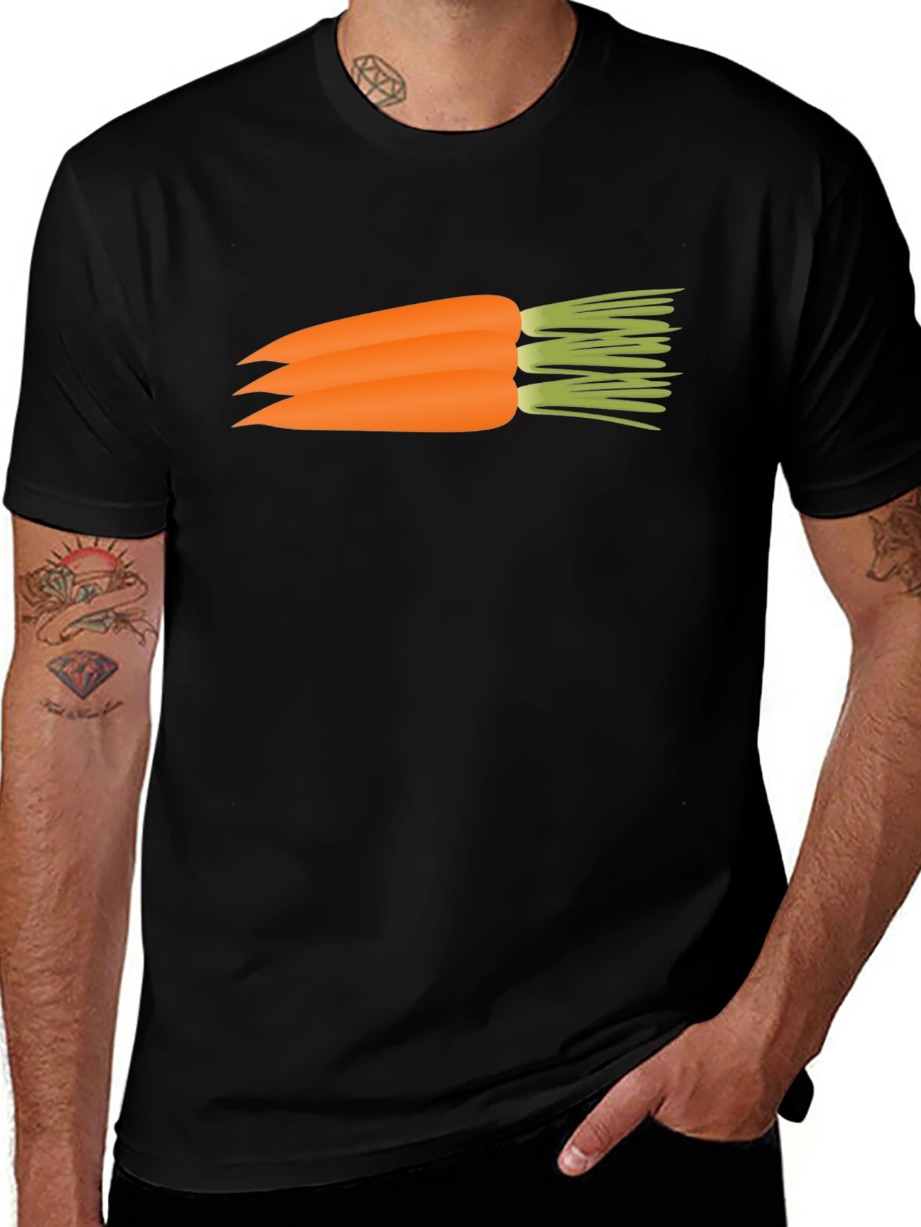 Variant 27 of Carrot Graphic Black T-Shirt - Funny Veggie Tee