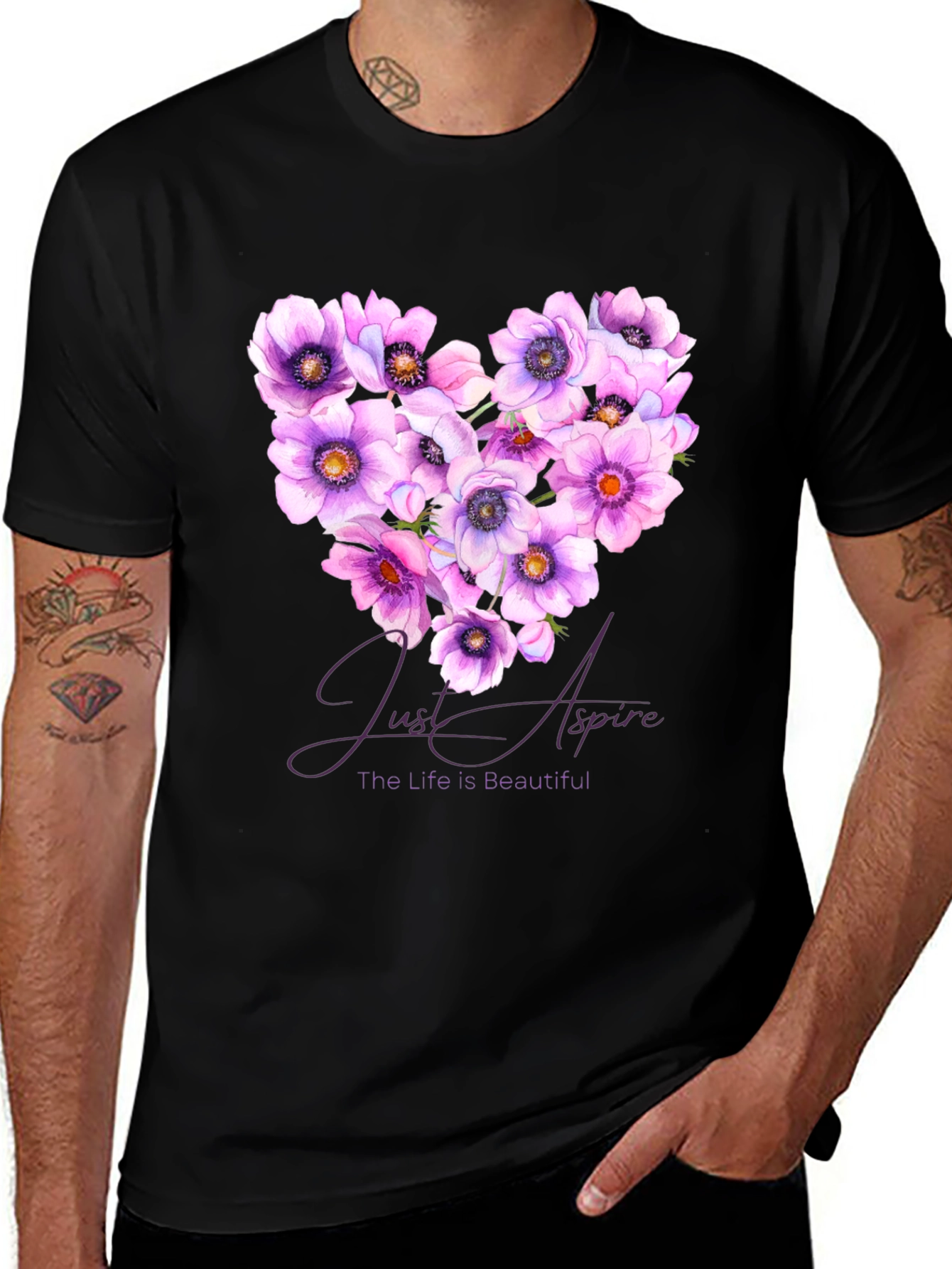 Floral Heart T-Shirt: Just Aspire