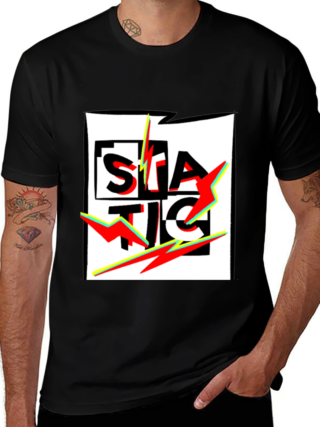 Variant 17 of Static Graphic Black T-Shirt