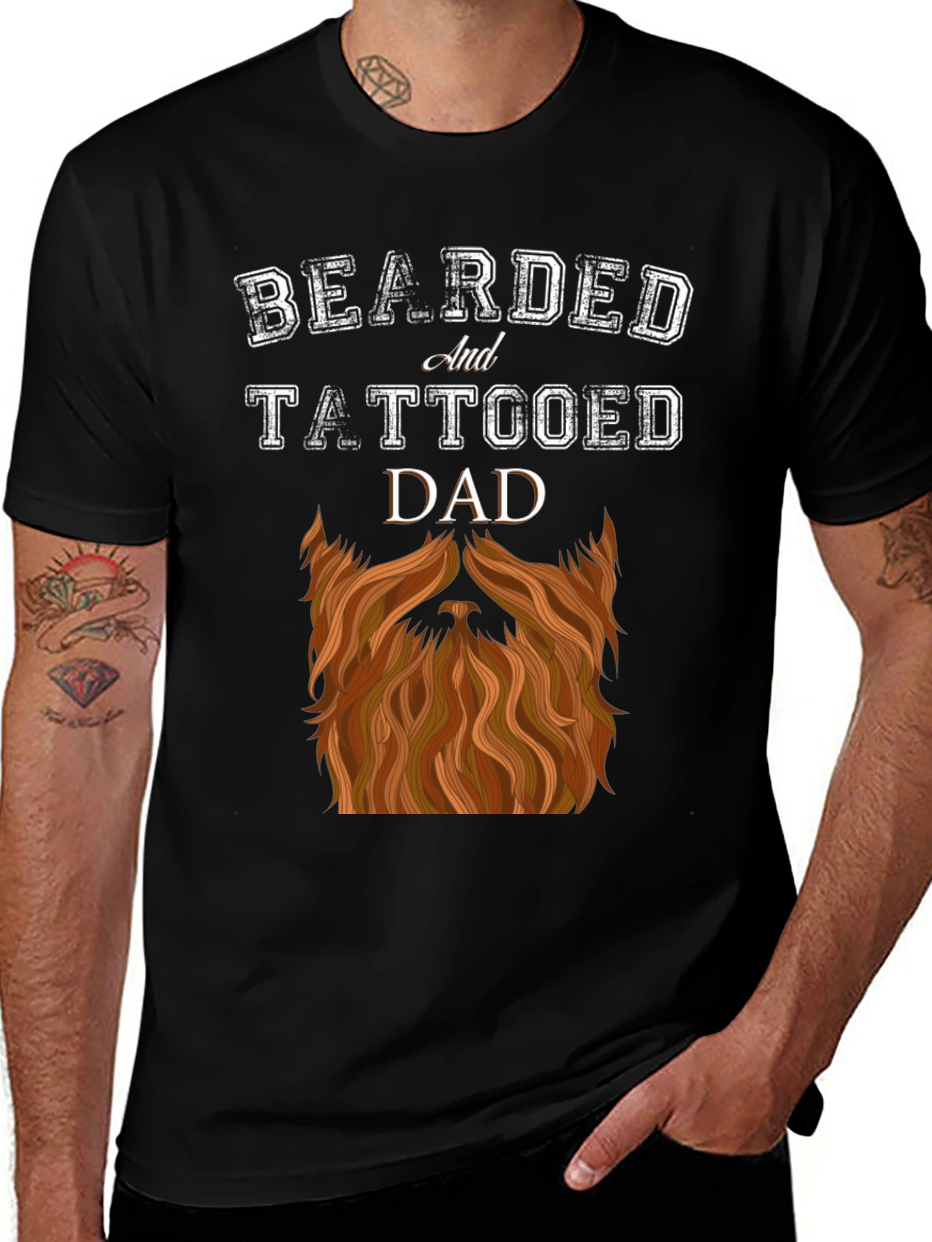 Variant 3 of Bearded and Tattooed Dad Graphic T-Shirt