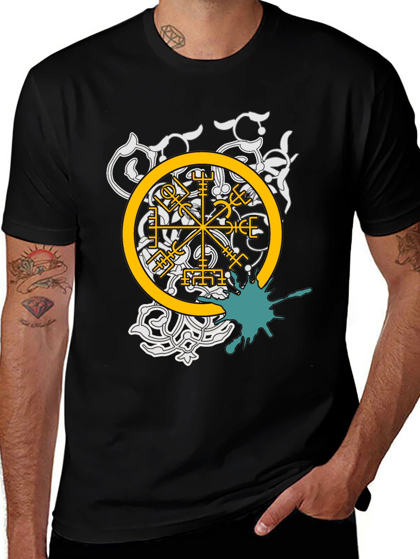 Vegvisir Compass T-Shirt - Norse Viking Runes Tee