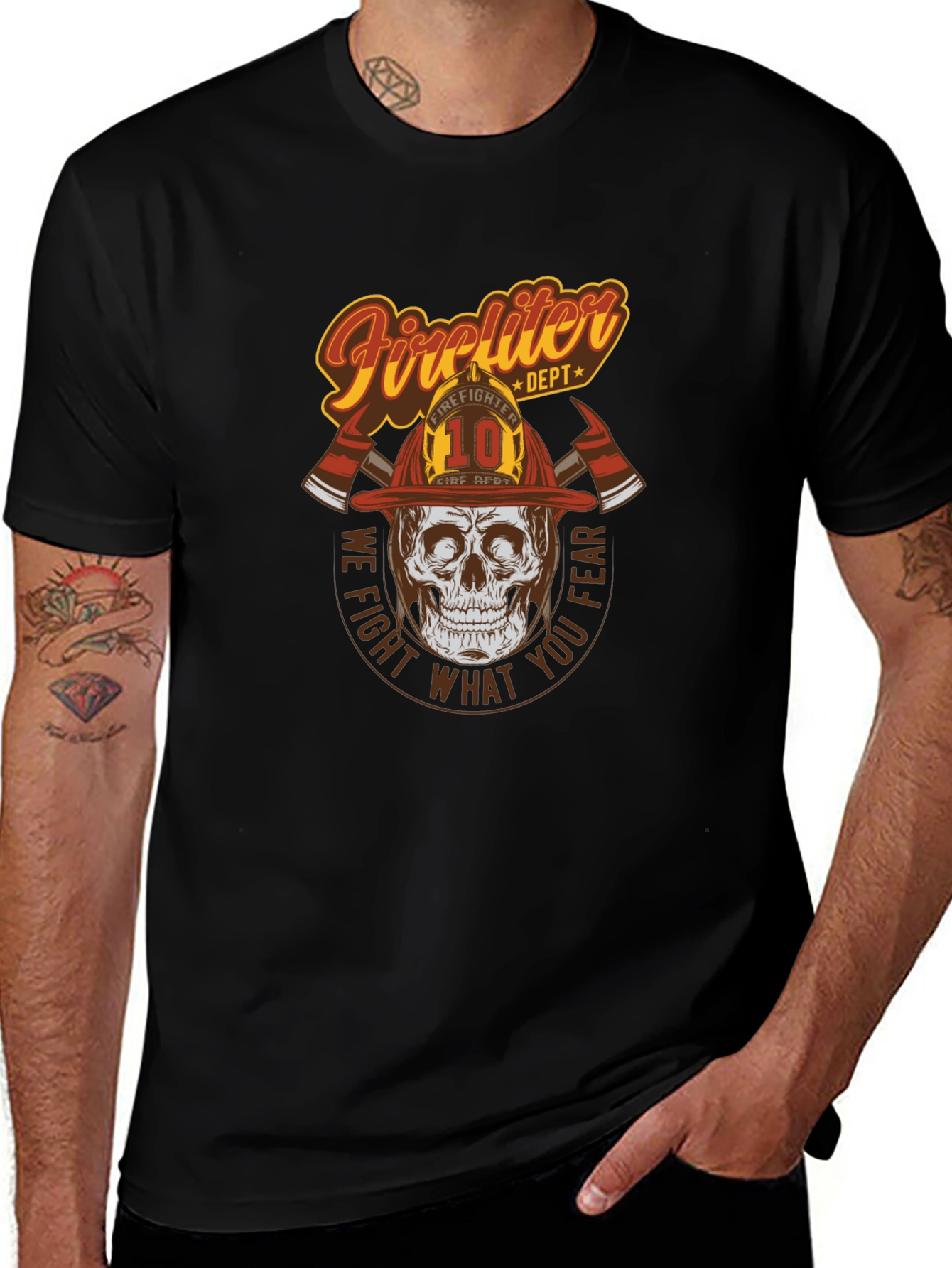 Variant 11 of Firefighter Skull Graphic Tee - We Fight What You Fear!