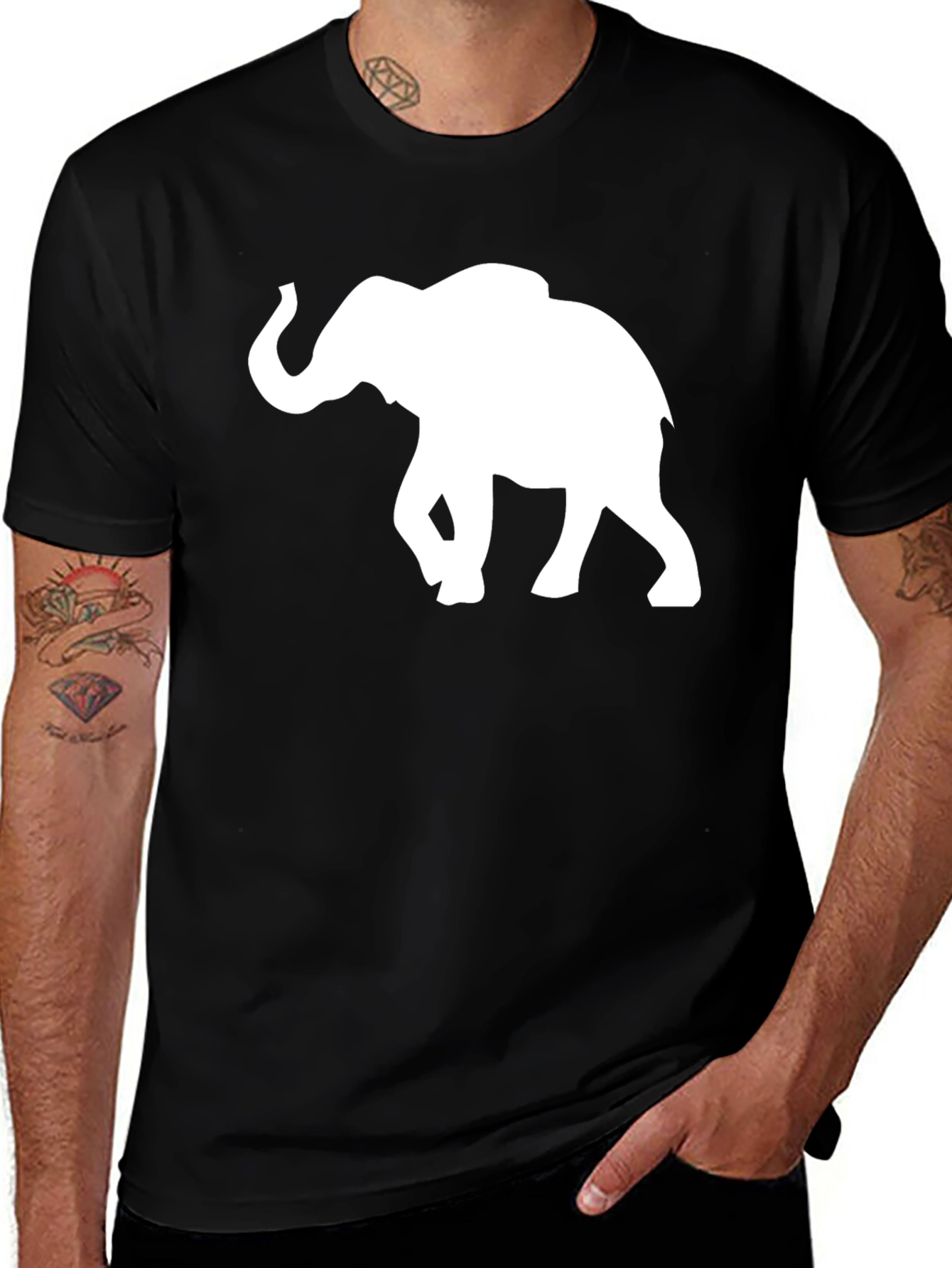 Variant 25 of Elephant Silhouette T-Shirt - Black