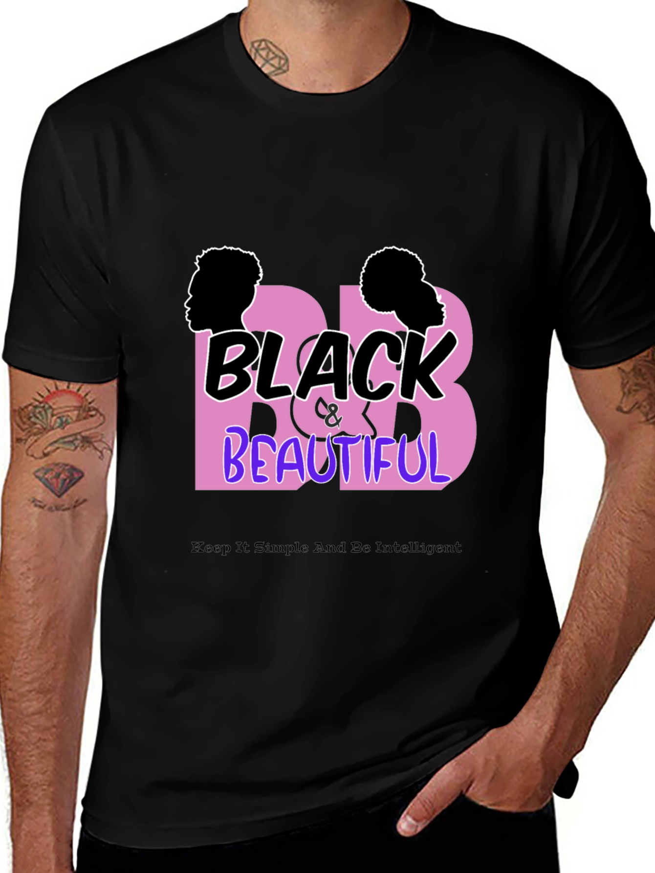 Variant 17 of Black & Beautiful Graphic Tee - Keep It Simple & Intelligent