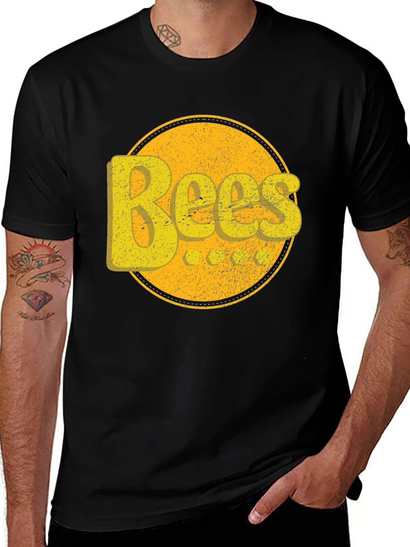 Variant 9 of Bees Graphic T-Shirt - Retro Yellow Design