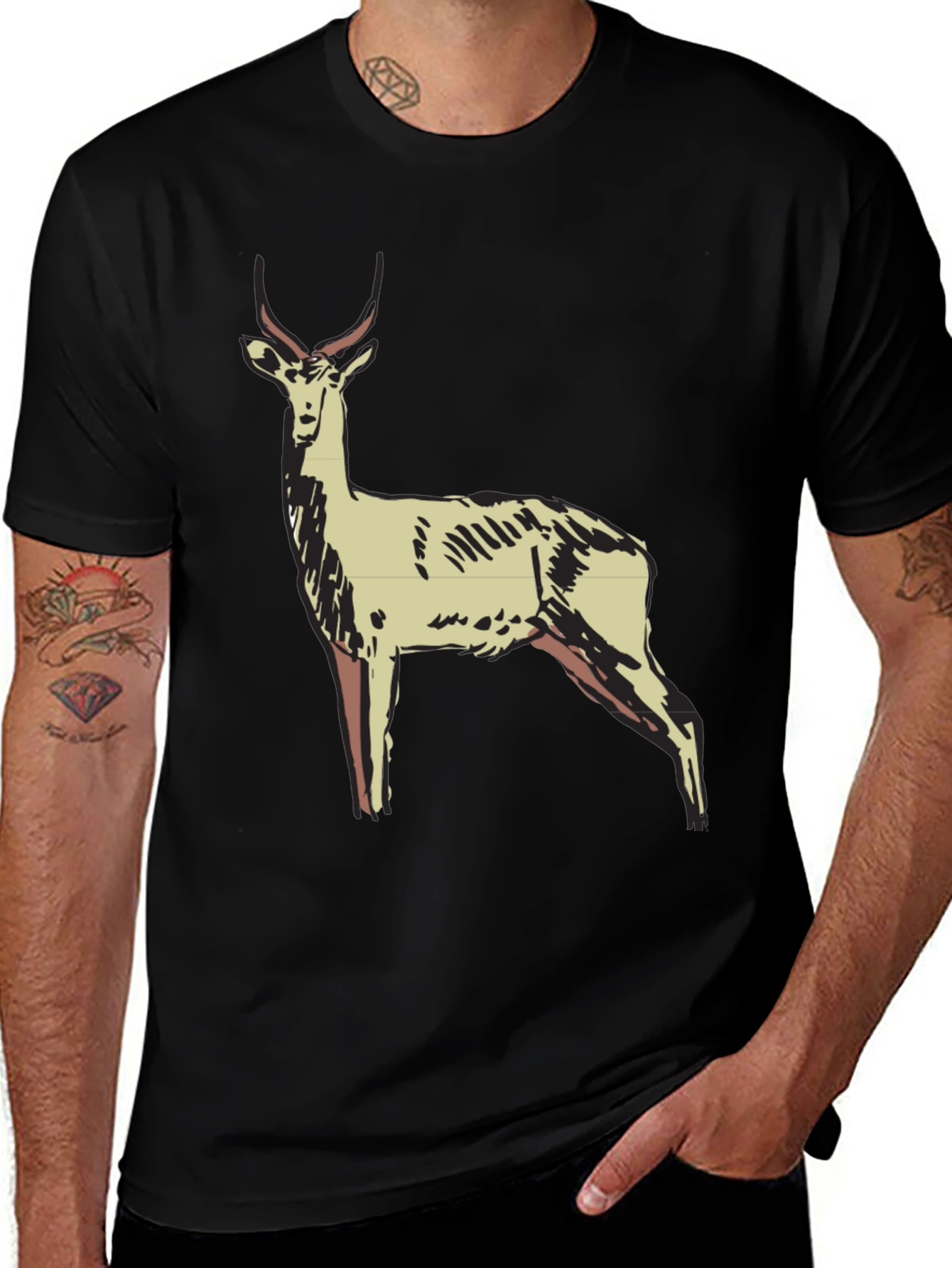 Variant 18 of Antelope Graphic Print Black T-Shirt