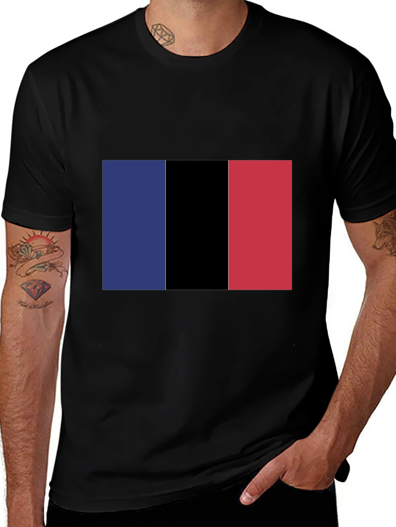 Variant 10 of Graphic Tee with Vertical Color Block Design