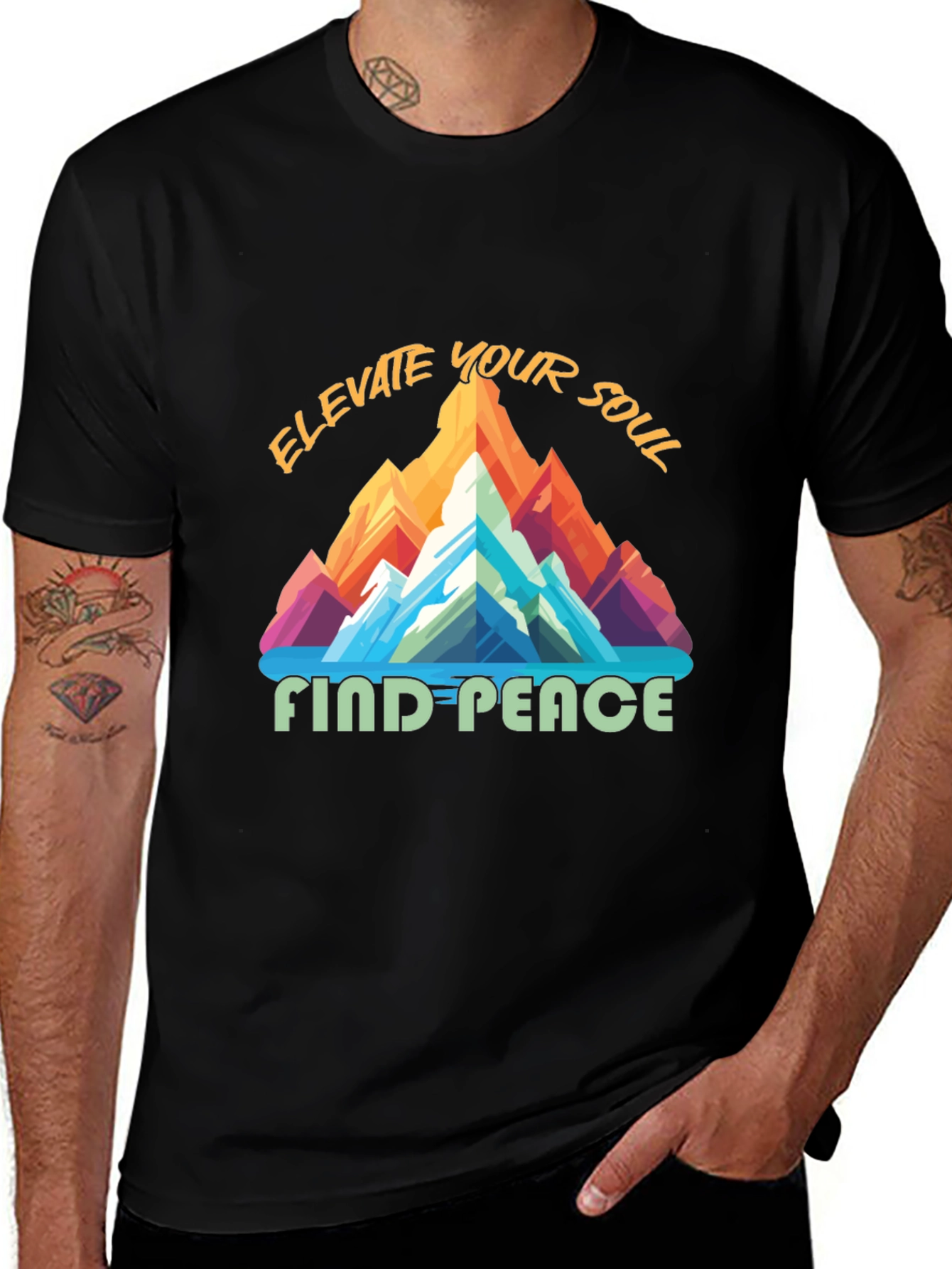 Variant 11 of Elevate Your Soul Tee - Find Peace Graphic T-Shirt