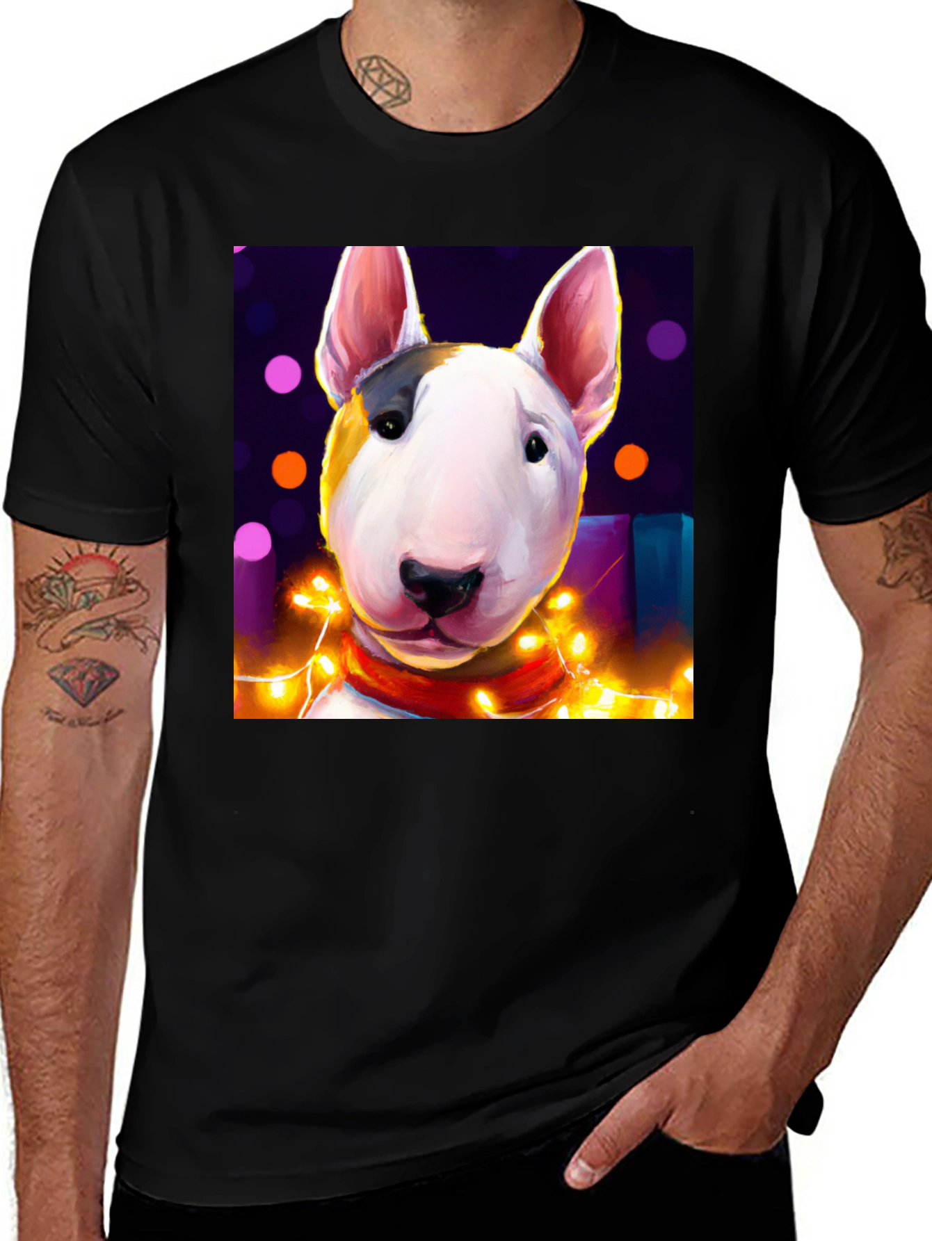 Bull Terrier Lights Black T-Shirt