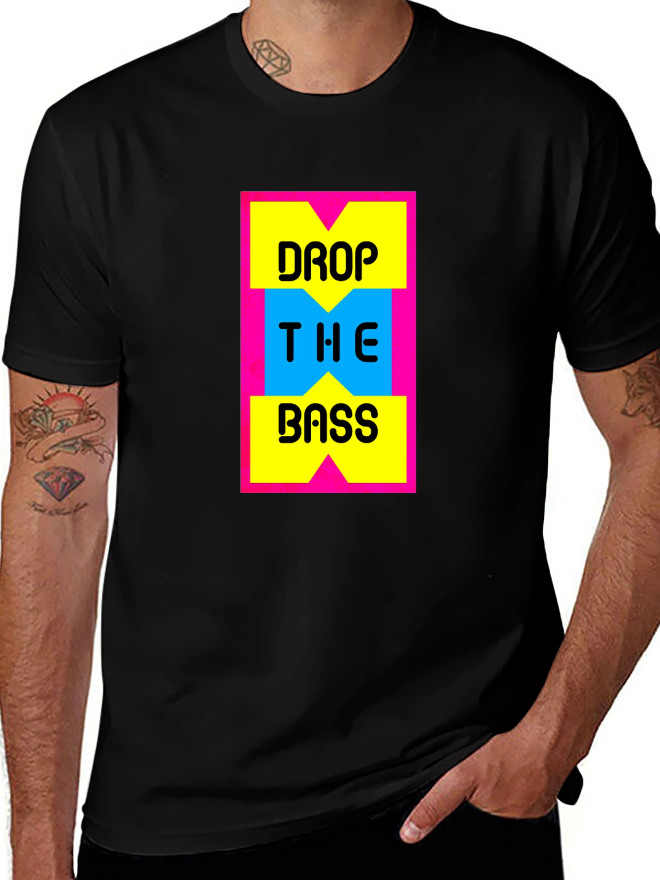 Variant 26 of Drop The Bass Graphic Tee - Black Cotton T-Shirt