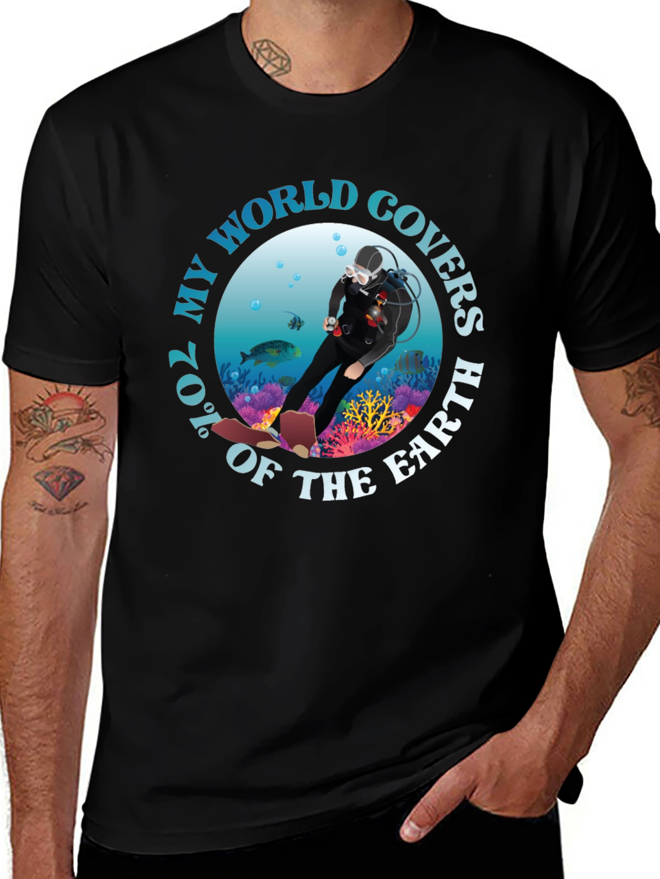 Scuba Diver T-Shirt - 70% of My World Earth Cover