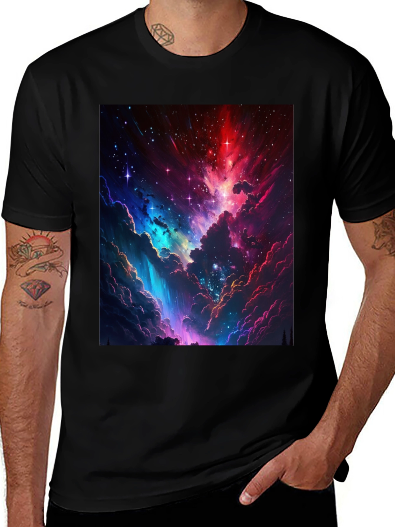 Variant 16 of Nebula Print Black T-Shirt: Stellar Style