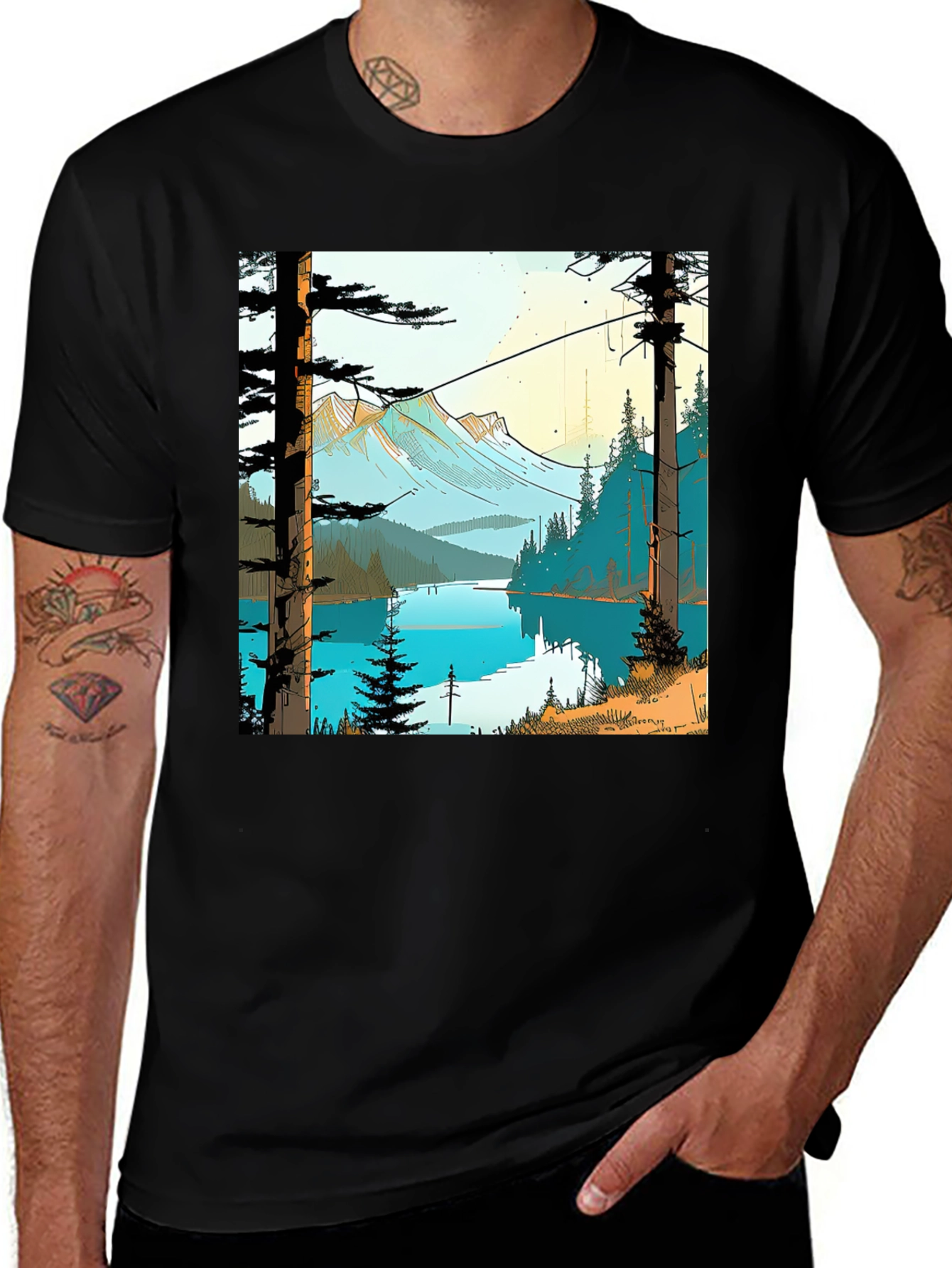 Mountain Lake Graphic Tee - Nature Inspired Shirt