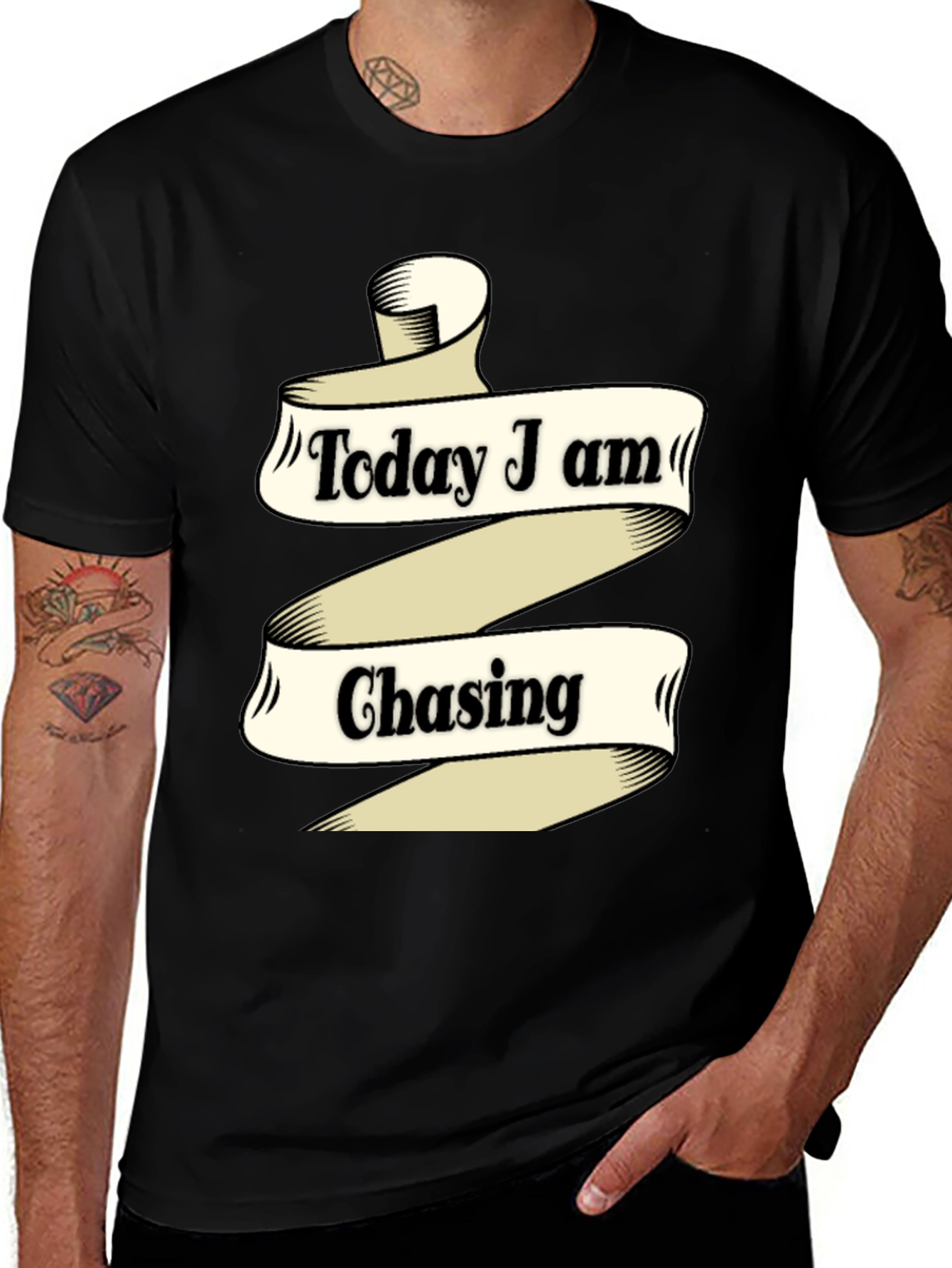 Variant 19 of Today I Am Chasing Graphic Tee - Black Cotton T-Shirt