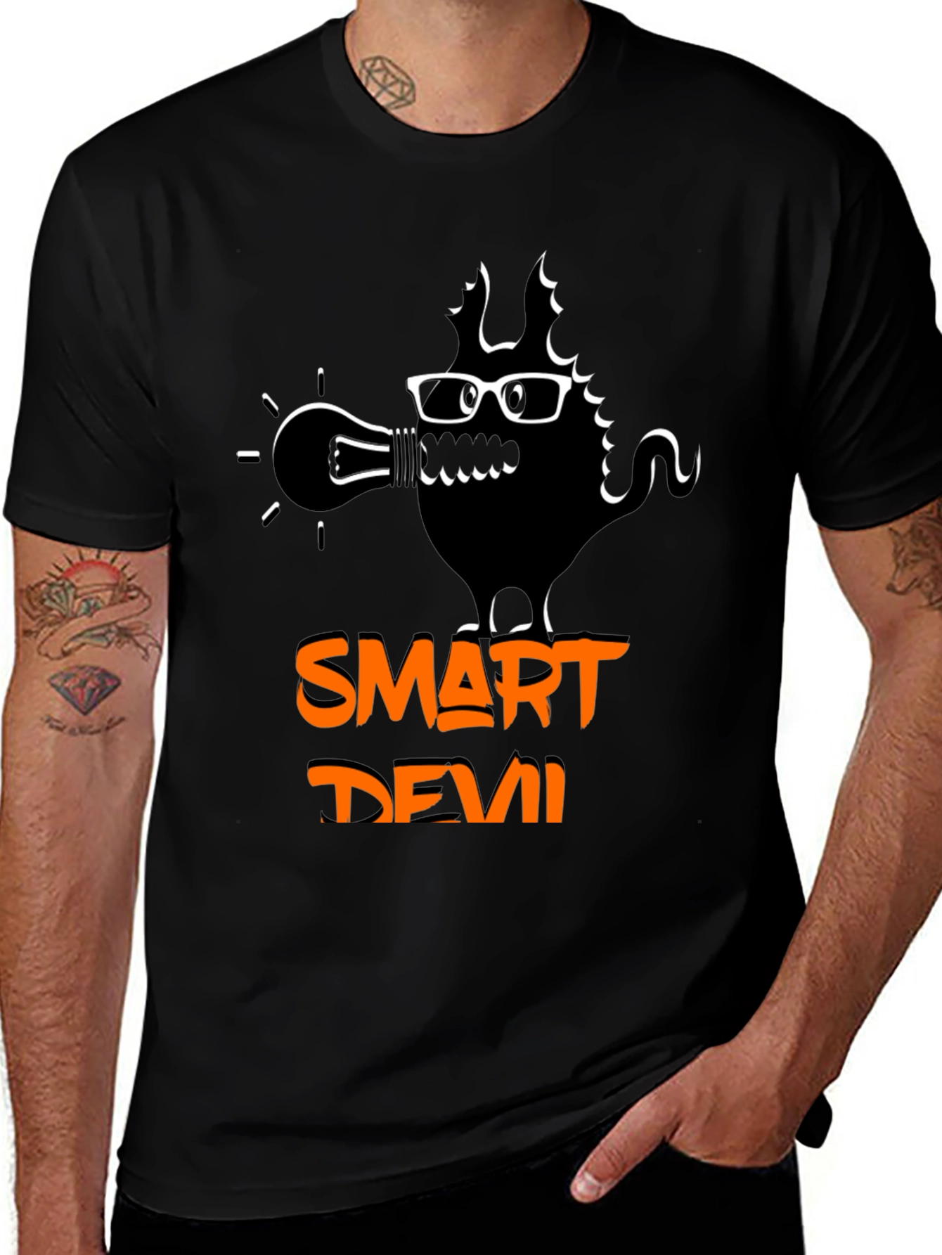 Variant 3 of Smart Devil Graphic Tee - Men's Black T-Shirt