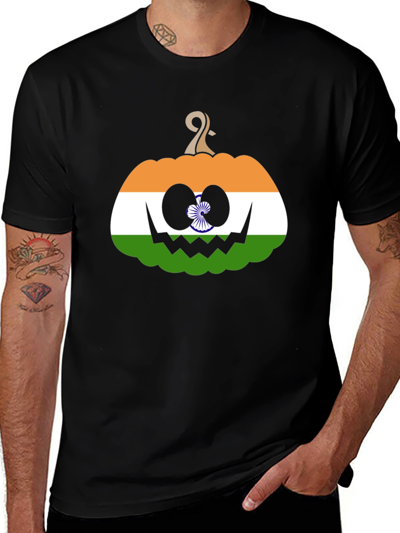 Indian Flag Pumpkin Halloween T-Shirt
