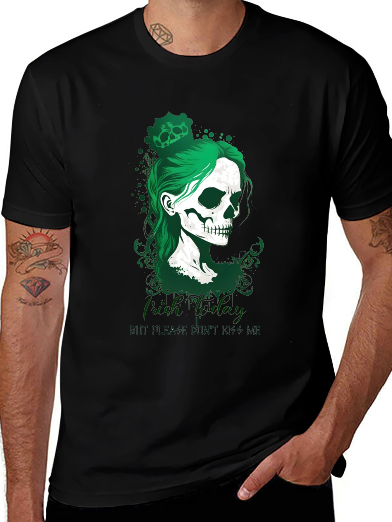 Variant 13 of St. Patrick's Day Skull Graphic Tee